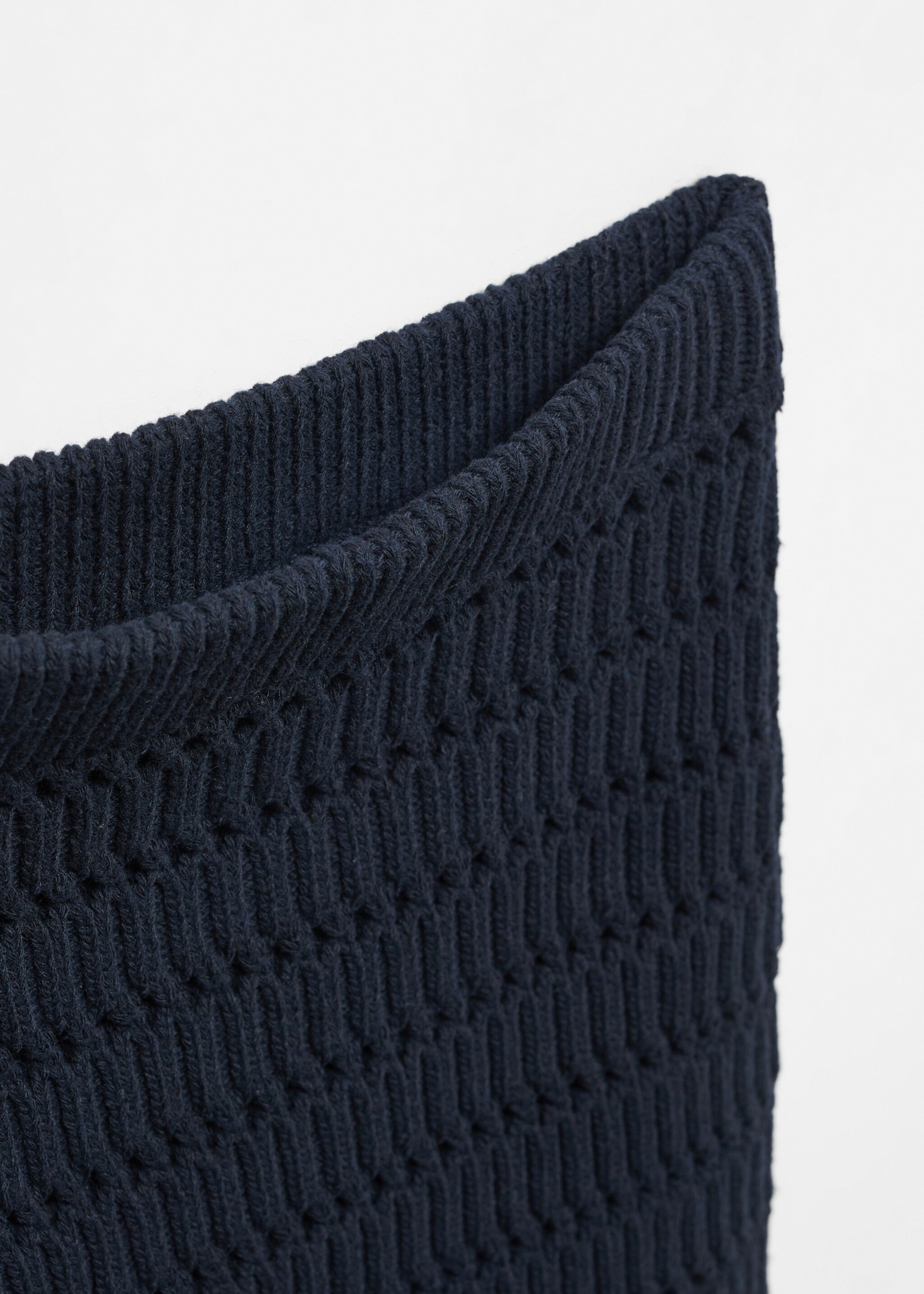 Openwork knitted mini-skirt - Details of the article 8, Navy. Ref: 57053816-00.