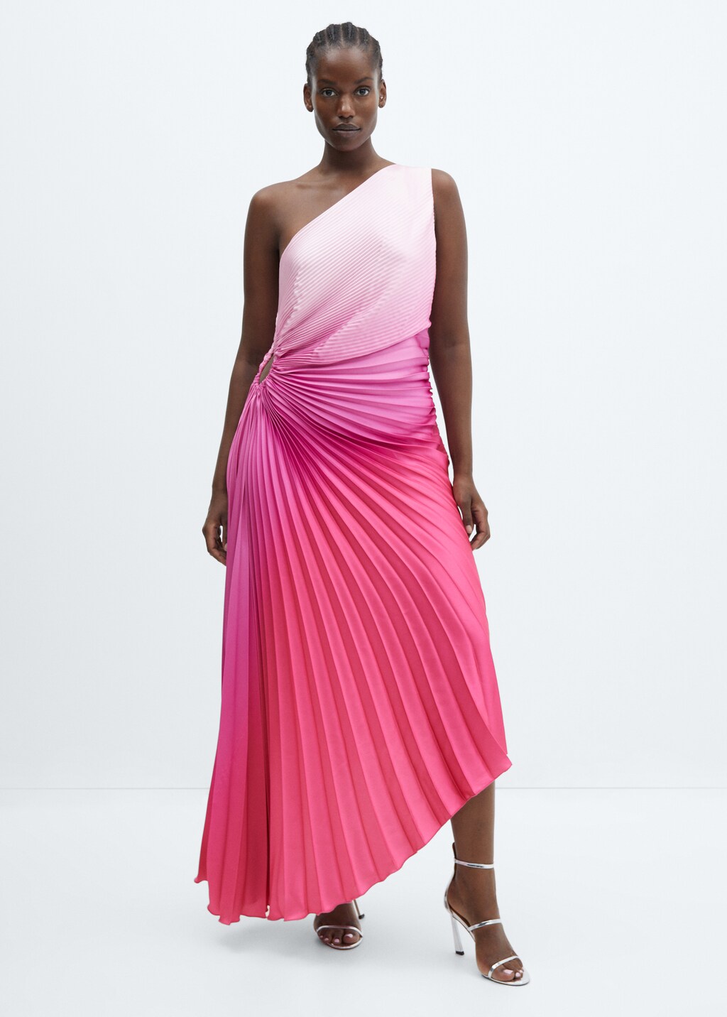 Asymmetrical pleated dress - Women | MANGO OUTLET USA