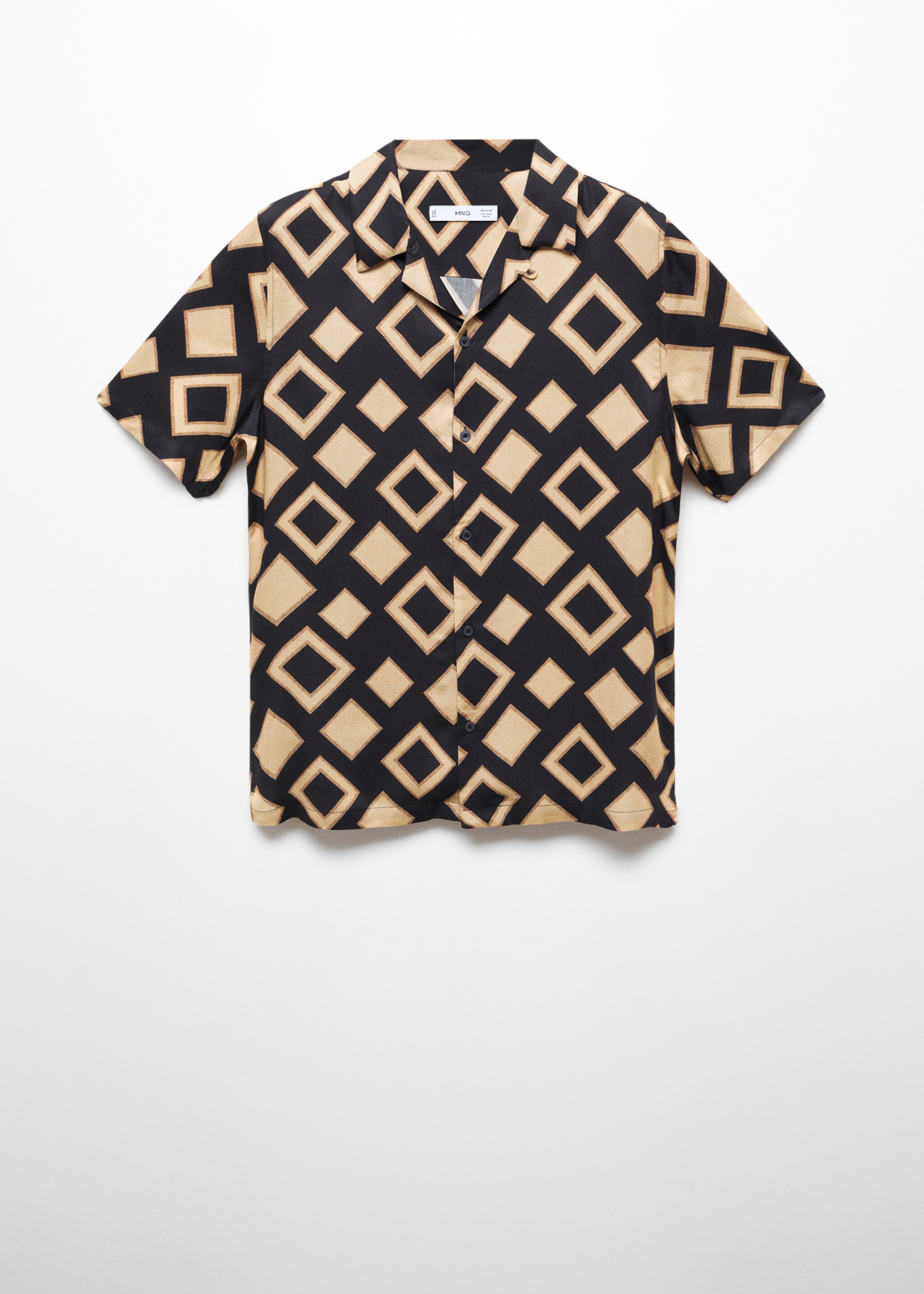 Geometric-print bowling shirt - Article without model, Black. Ref: 57054040-00.