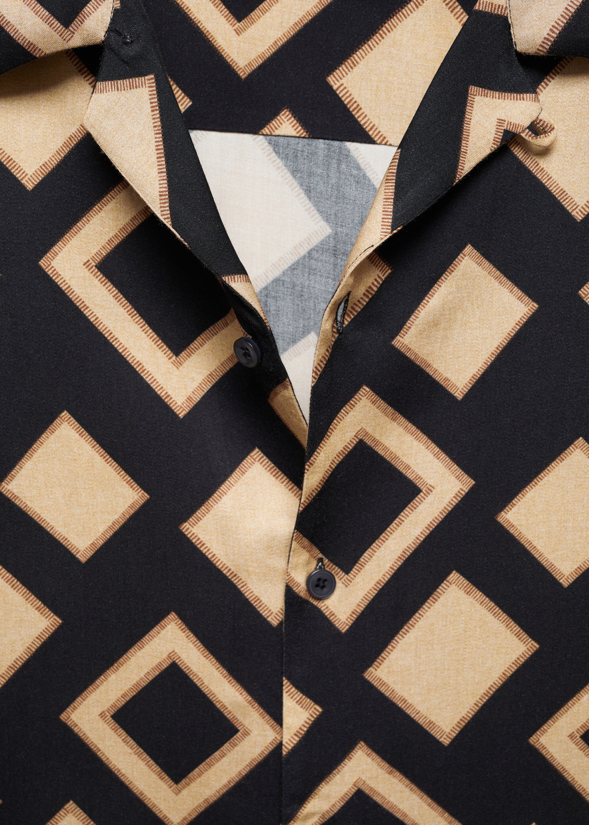Geometric-print bowling shirt - Details of the article 8, Black. Ref: 57054040-00.