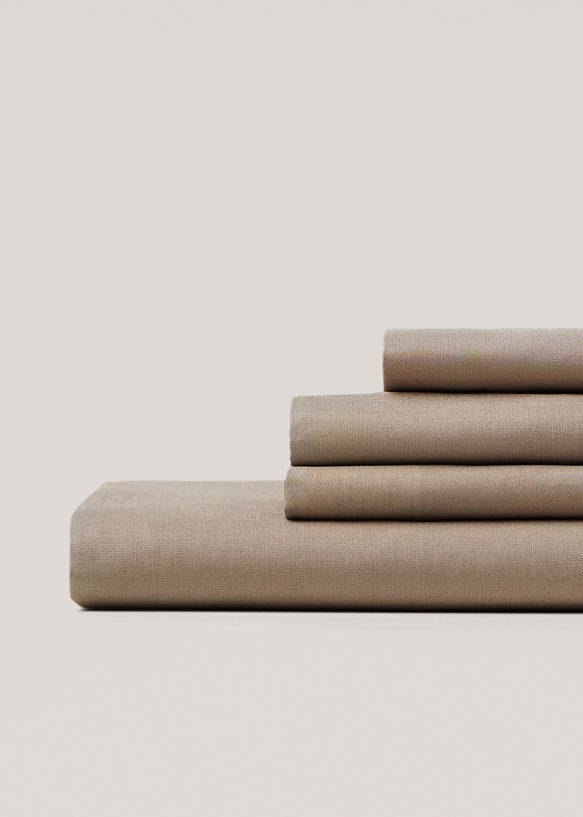 Cotton fitted sheet (180 threads) 90x200x30cm - Details of the article 2, Medium Brown. Ref: 57054046-00.