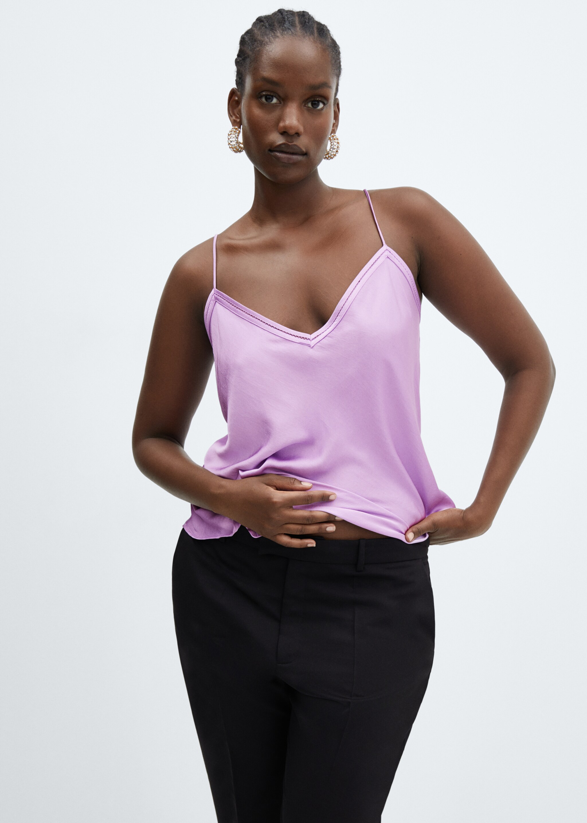Satinierter Lingerie-Top - Detail des Artikels 5, Helllila/Pastelllila. Ref: 57054404-00.