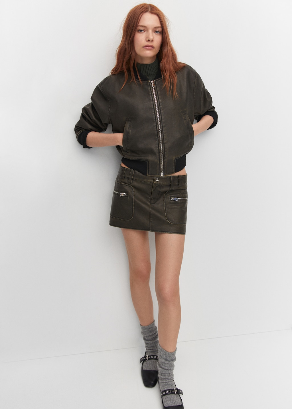 Jupe cuir mango outlet sale