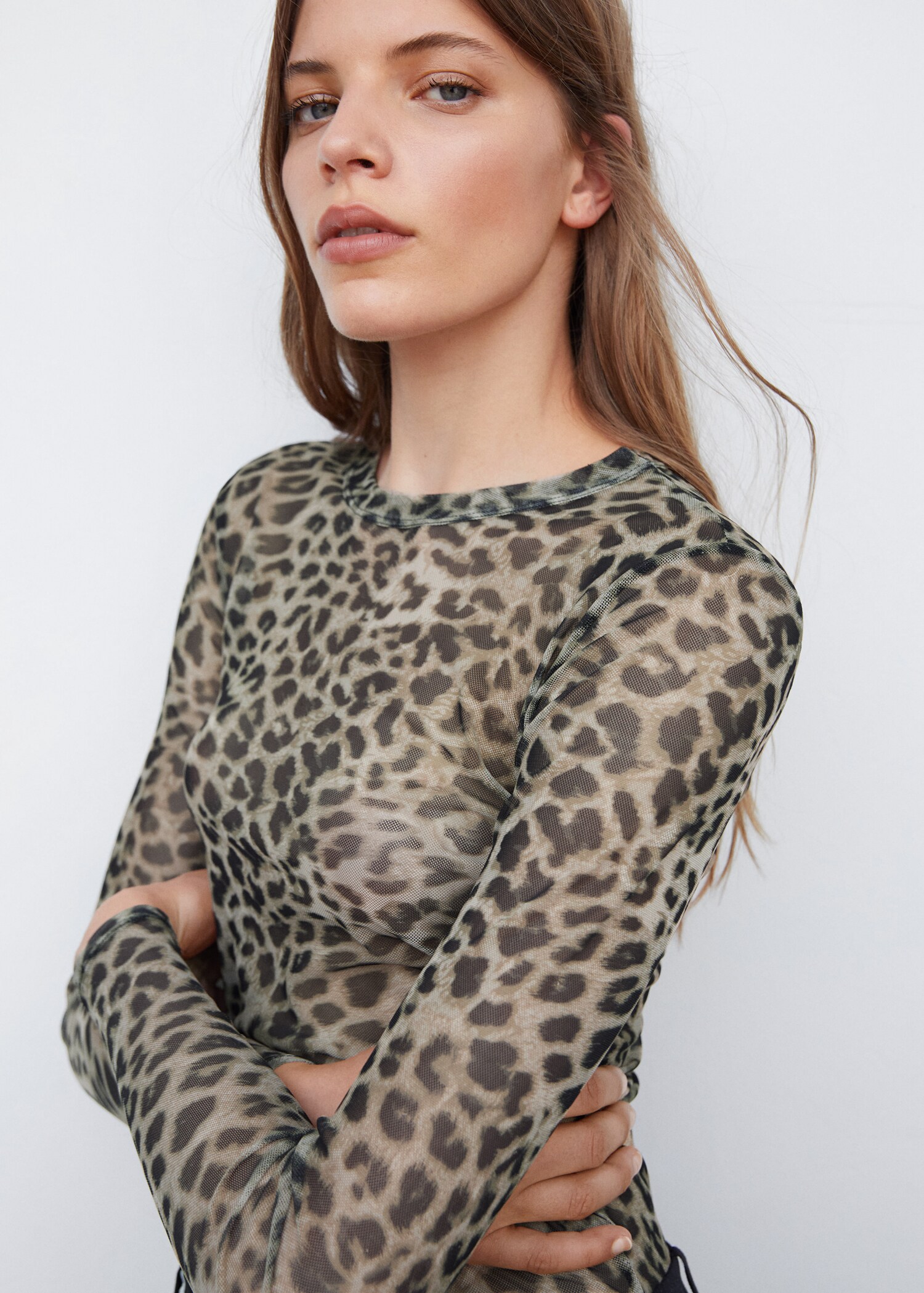Semi-transparent animal-print t-shirt - Details of the article 1