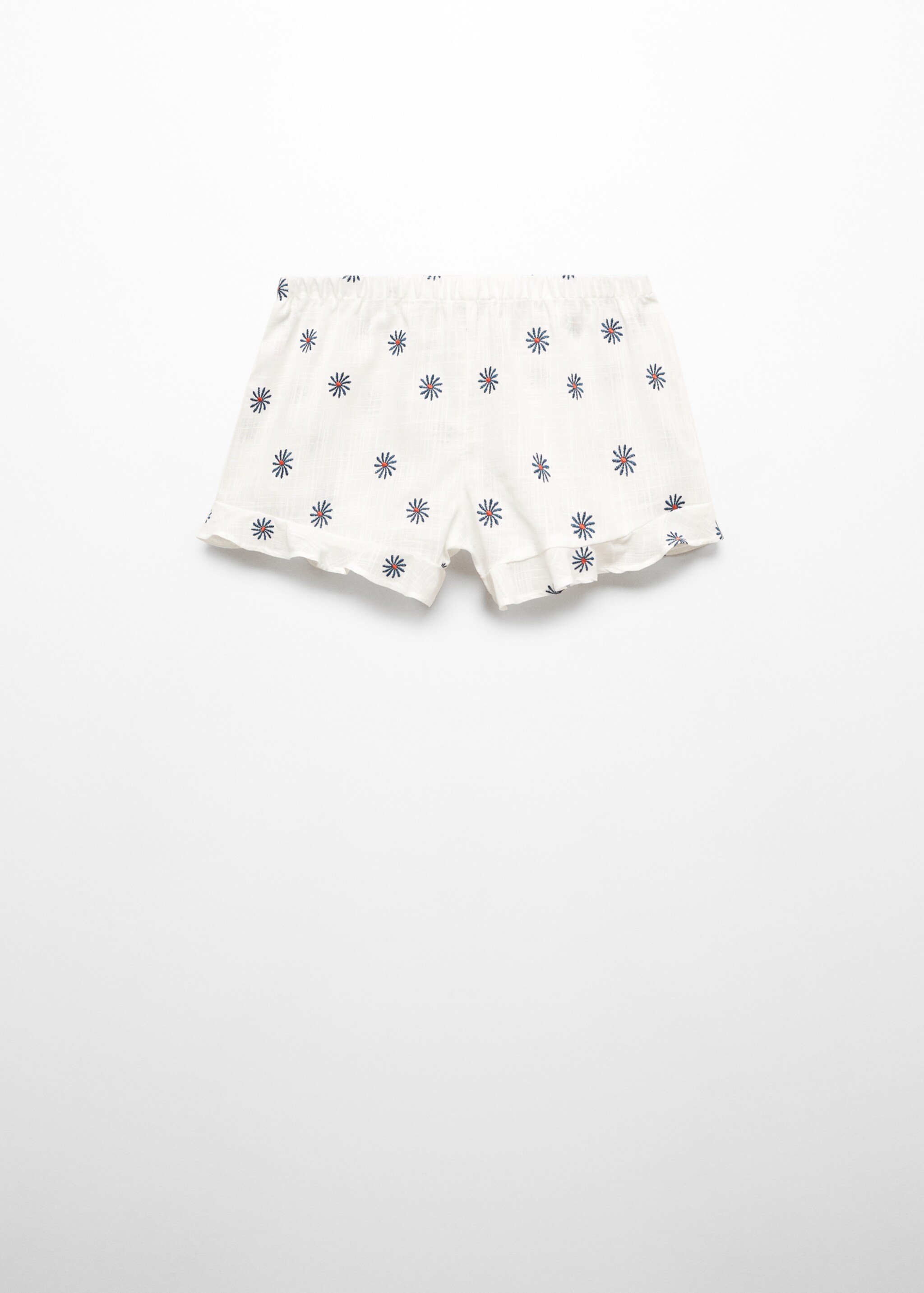 Short pyjama brodé fleurs - Article sans modèle, Blanc cassé. Ref: 57054430-00.