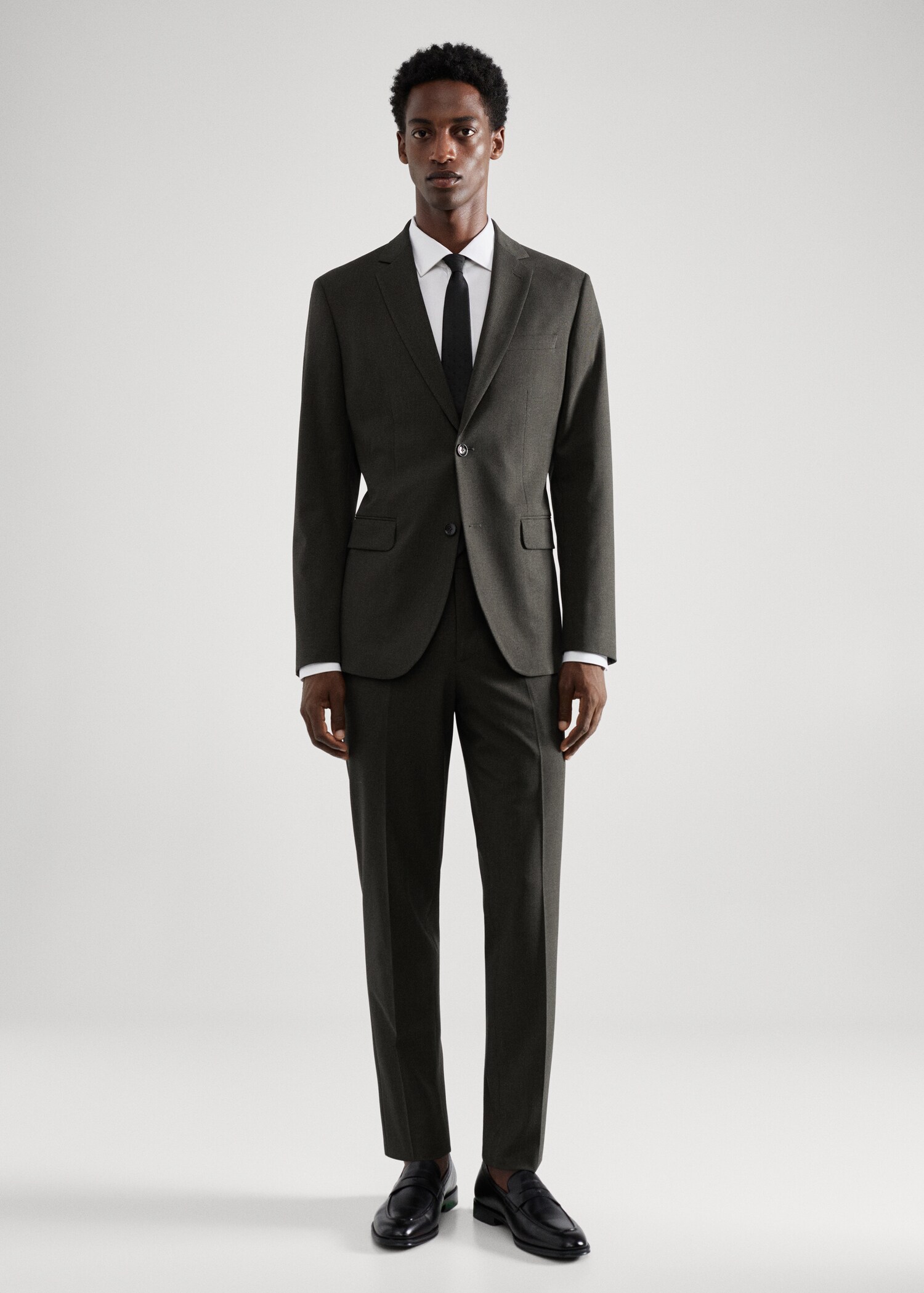 Stretch-fabric slim-fit printed suit trousers - Details of the article 1