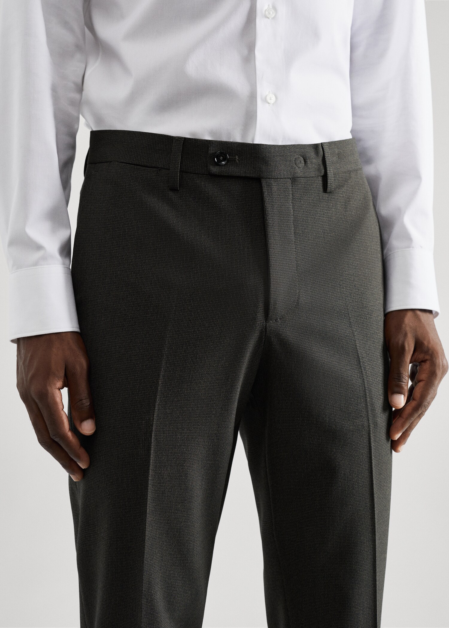 Stretch-fabric slim-fit printed suit trousers - Details of the article 4