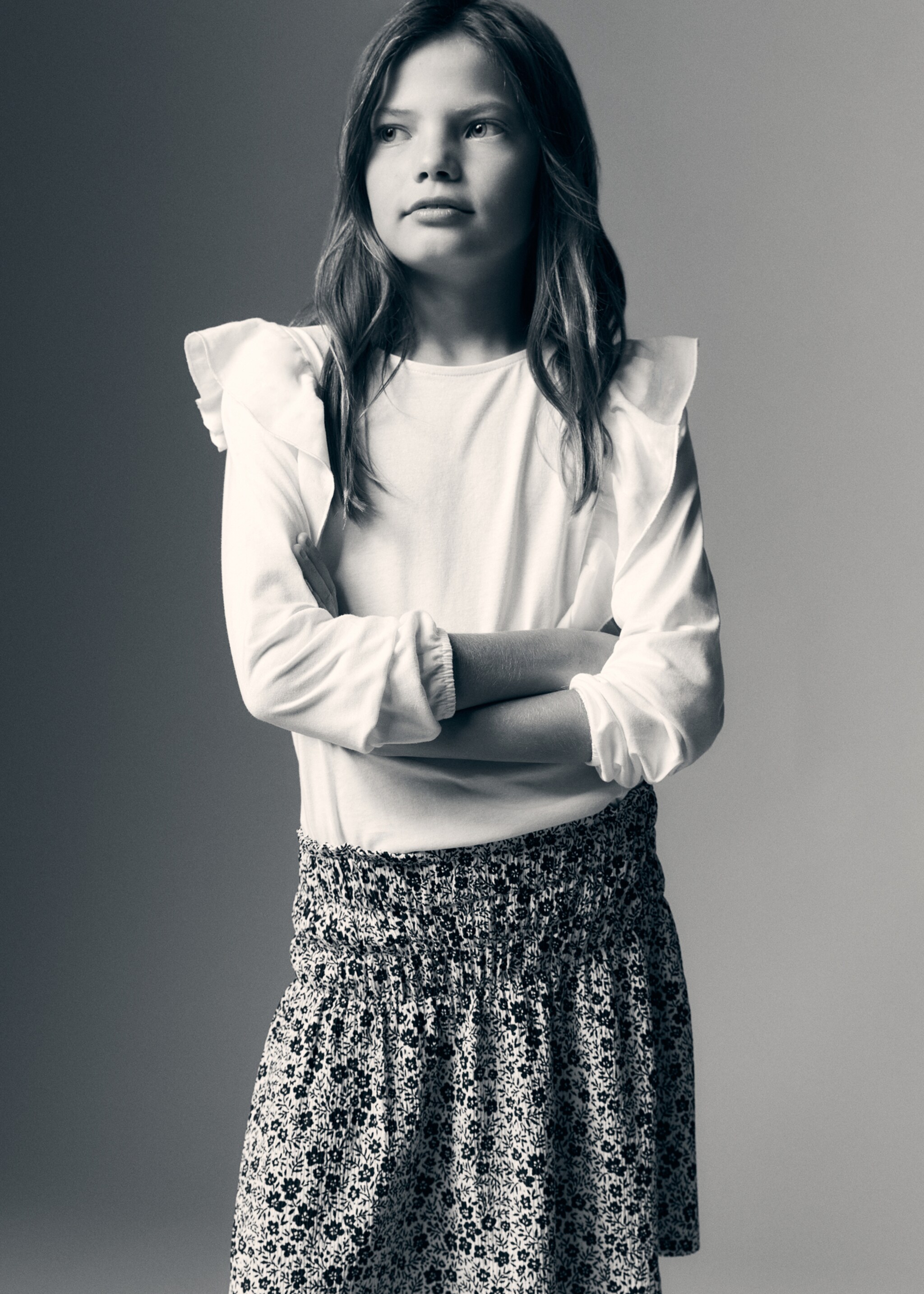 Floral print skirt - Details of the article 5, Navy. Ref: 57054778-00.