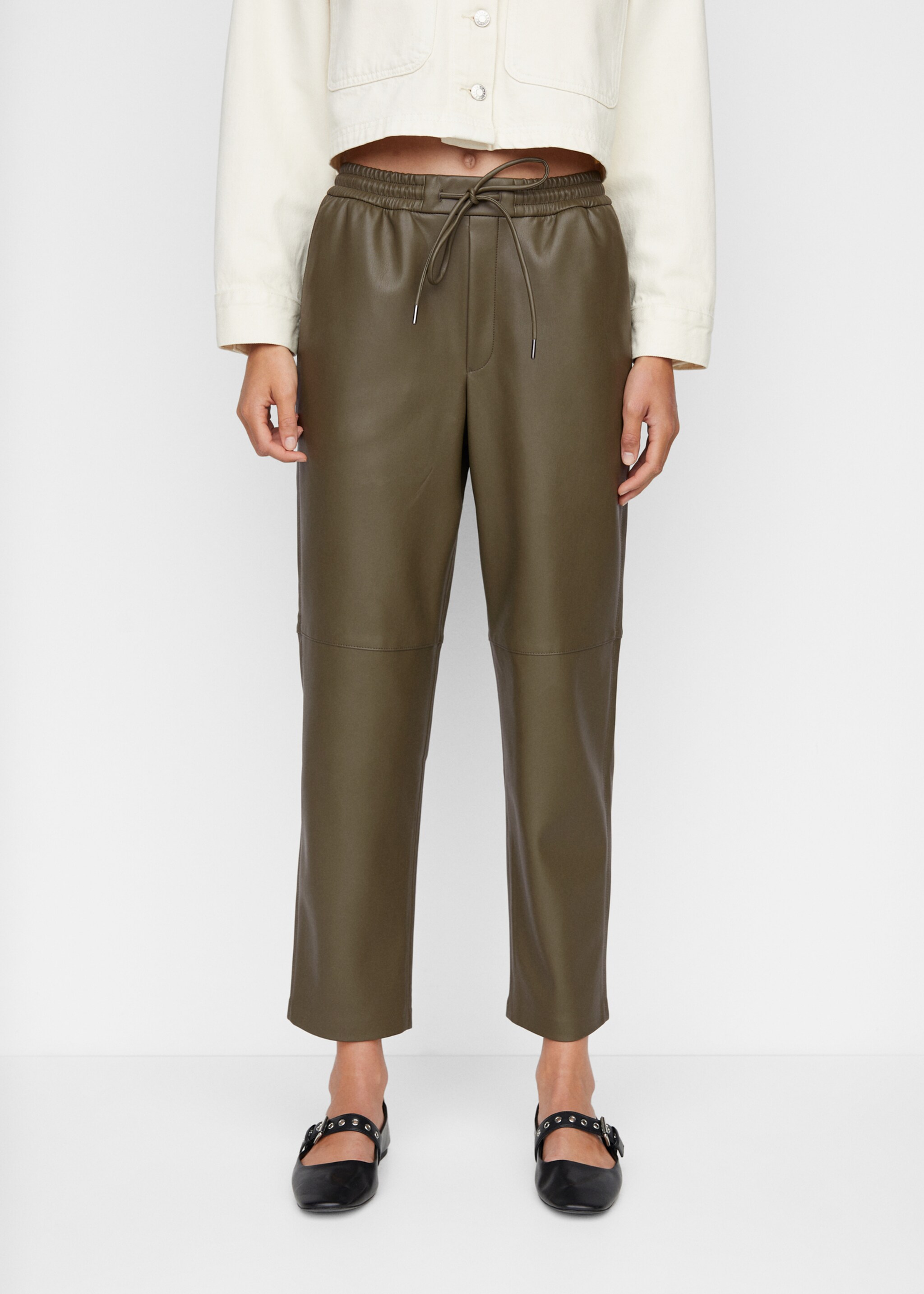 Leather-effect elastic waist trousers - Medium plane