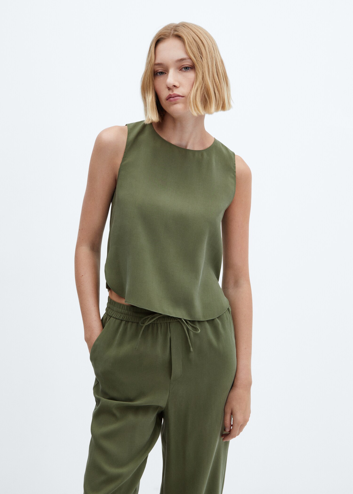 Drawstring waist modal trousers - Reverse of the article