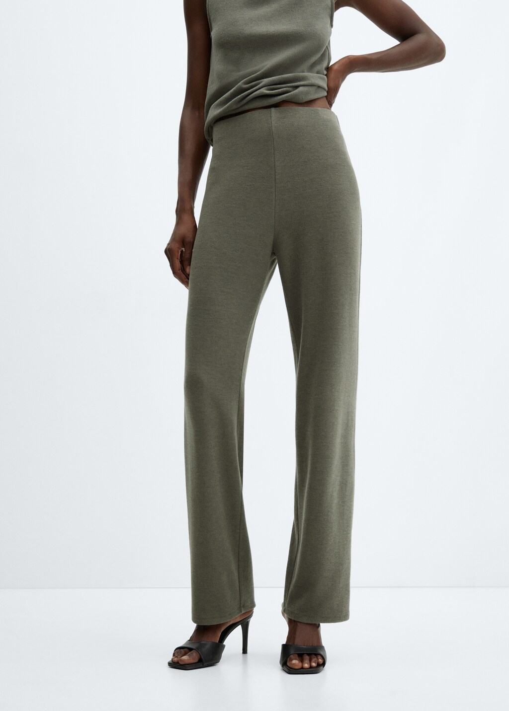 Straight knitted pants - Women | MANGO OUTLET USA