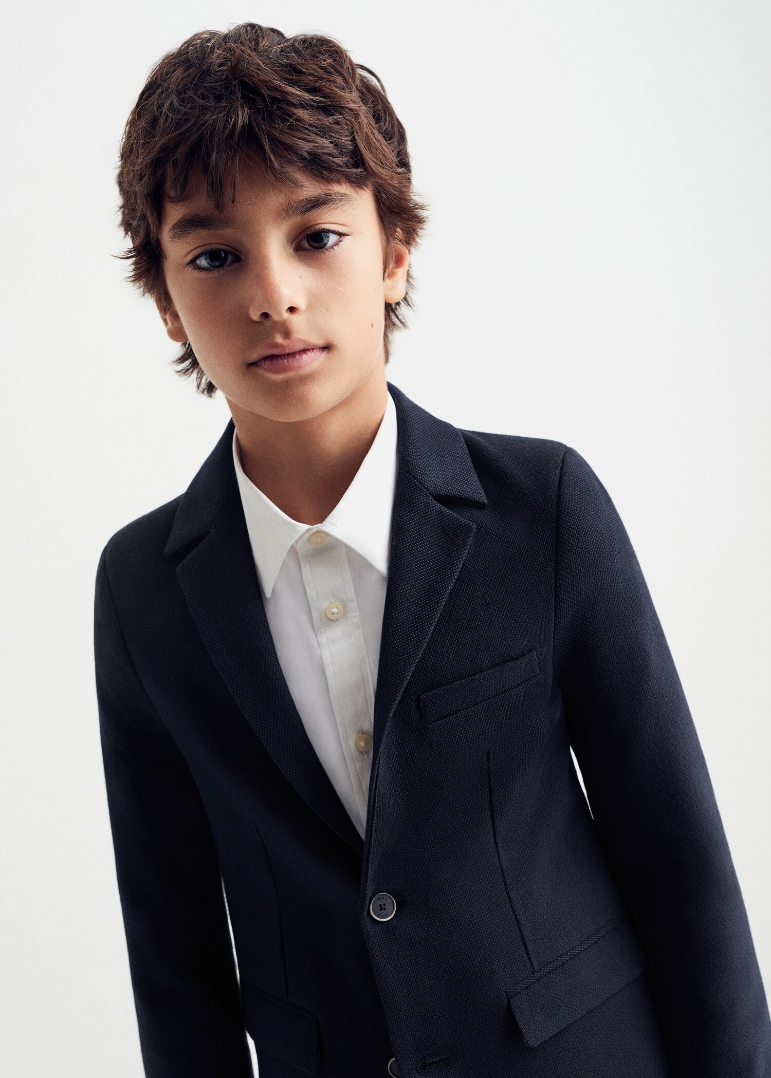 Textured slim-fit suit jacket - Details of the article 1