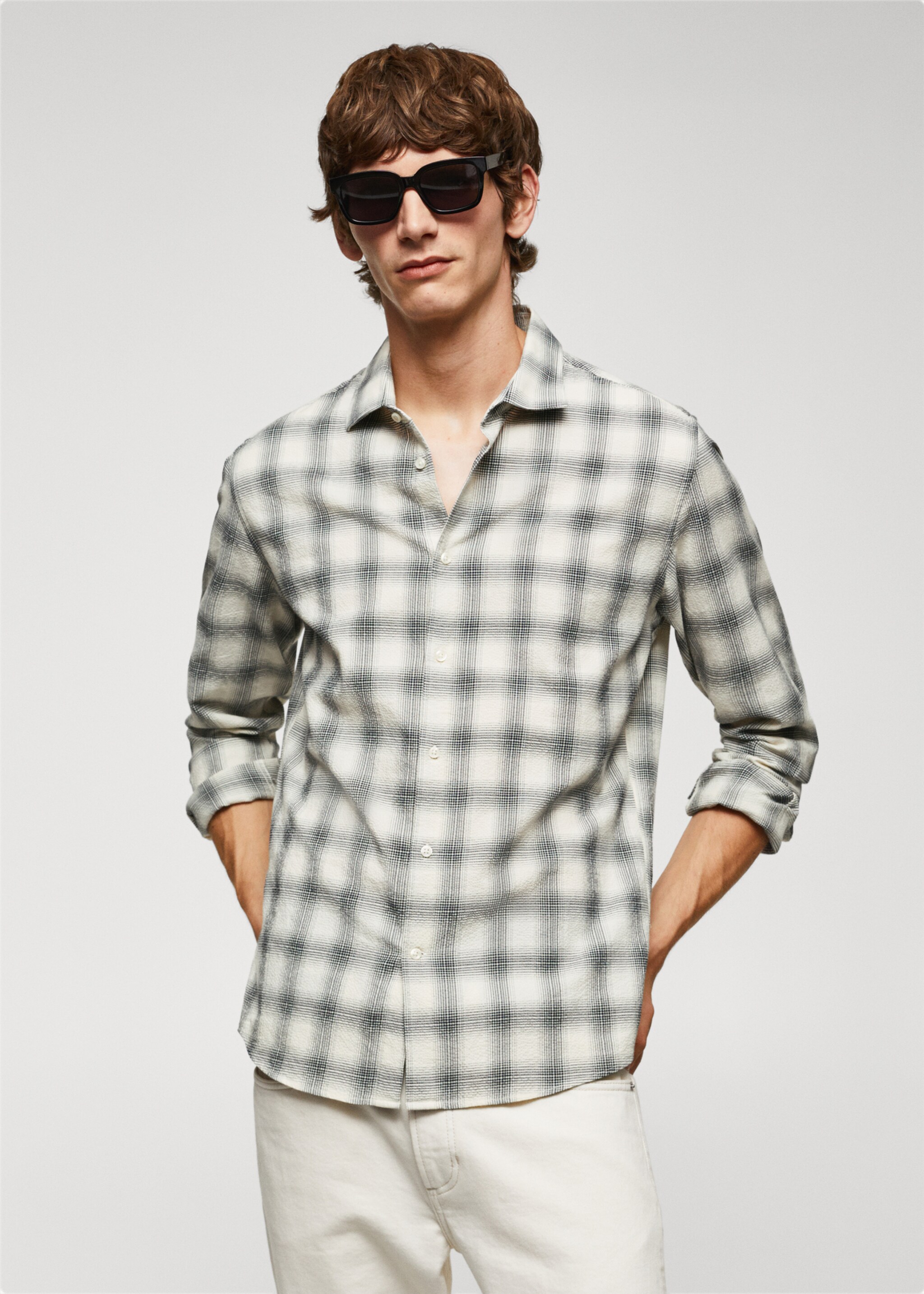 Chemise slim-fit coton seersucker - Plan moyen