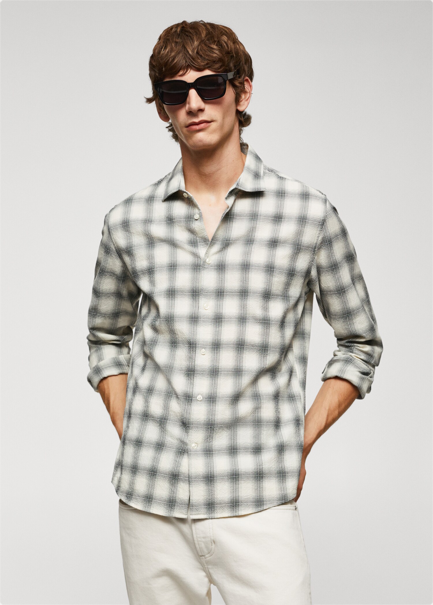 Chemise slim-fit coton seersucker - Plan moyen