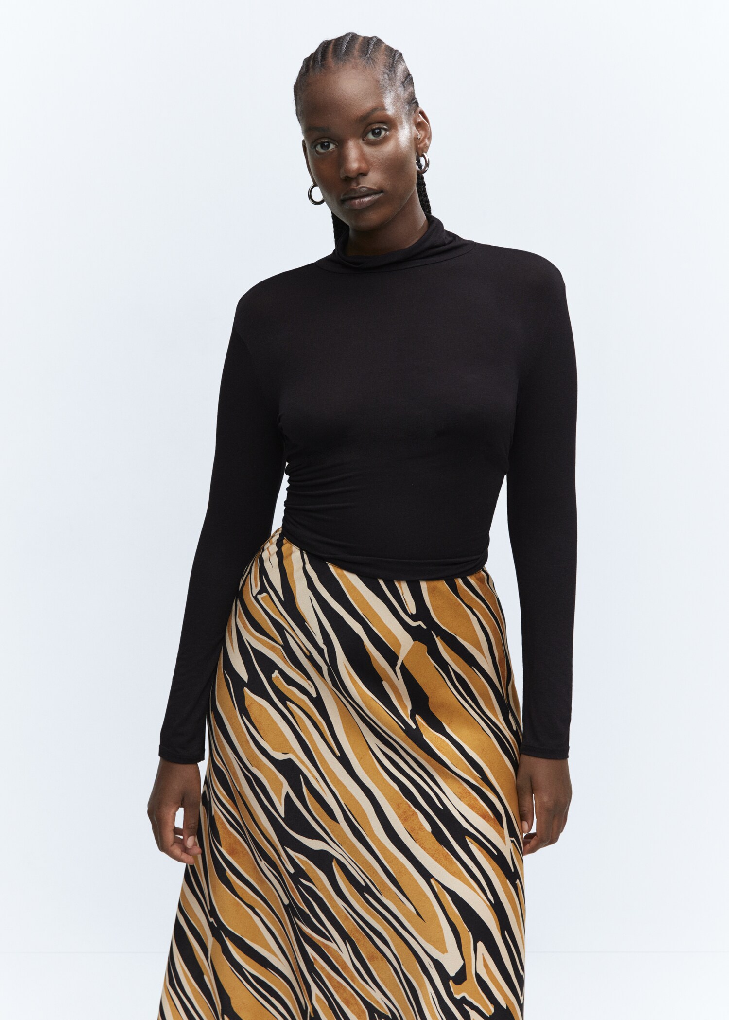 Printed satin skirt - Details of the article 5