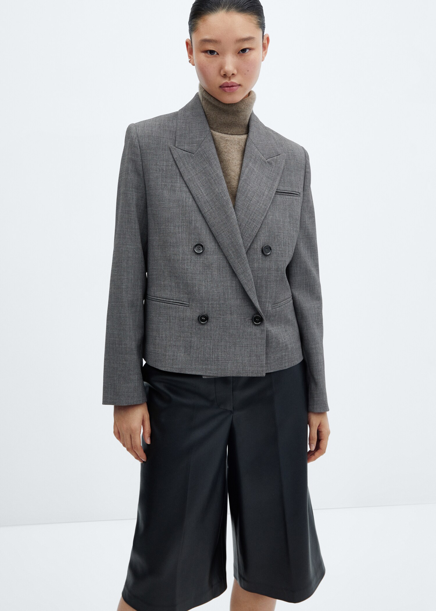Double-breasted cropped jacket - Medium plane