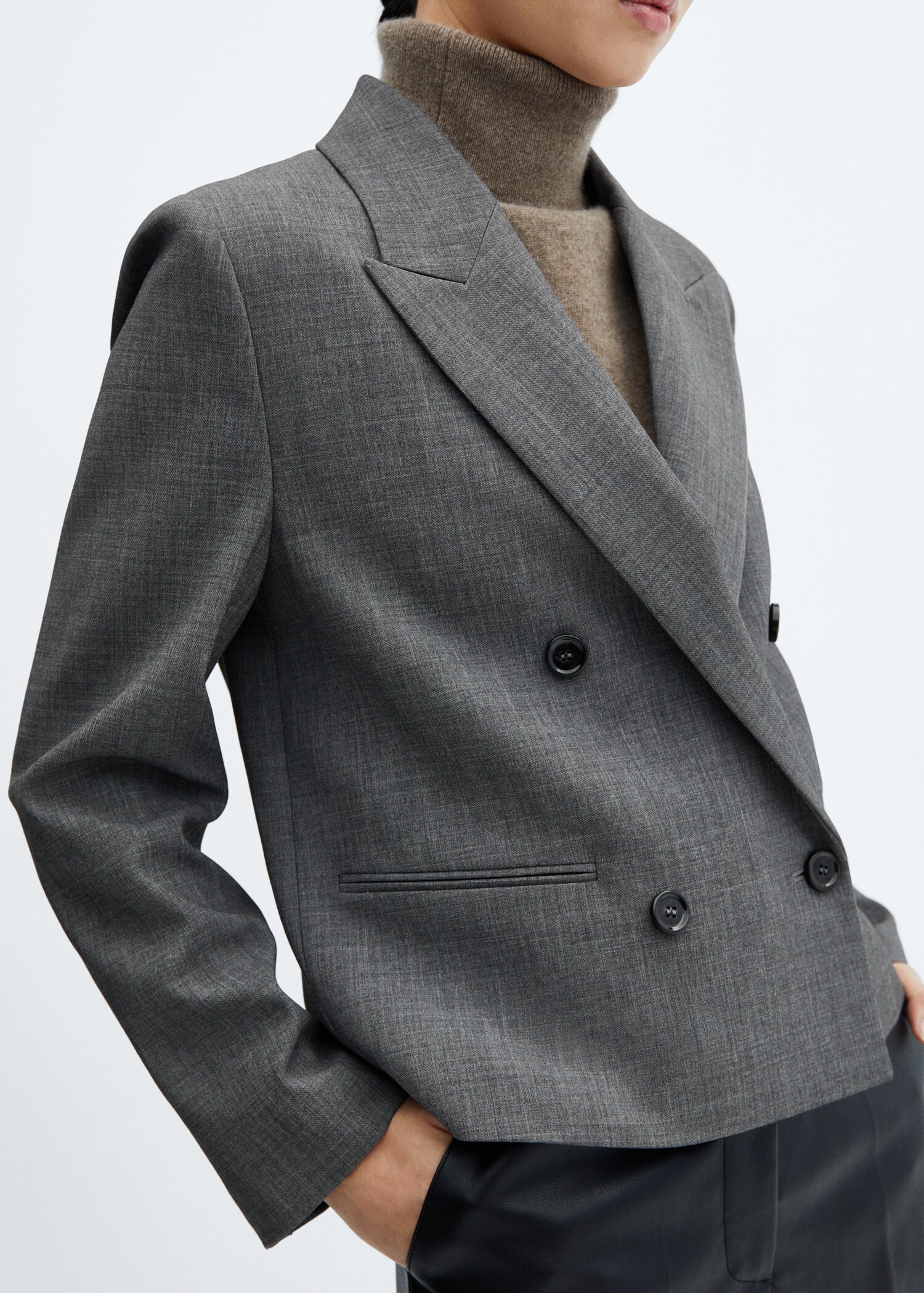 Double-breasted cropped jacket - Details of the article 6