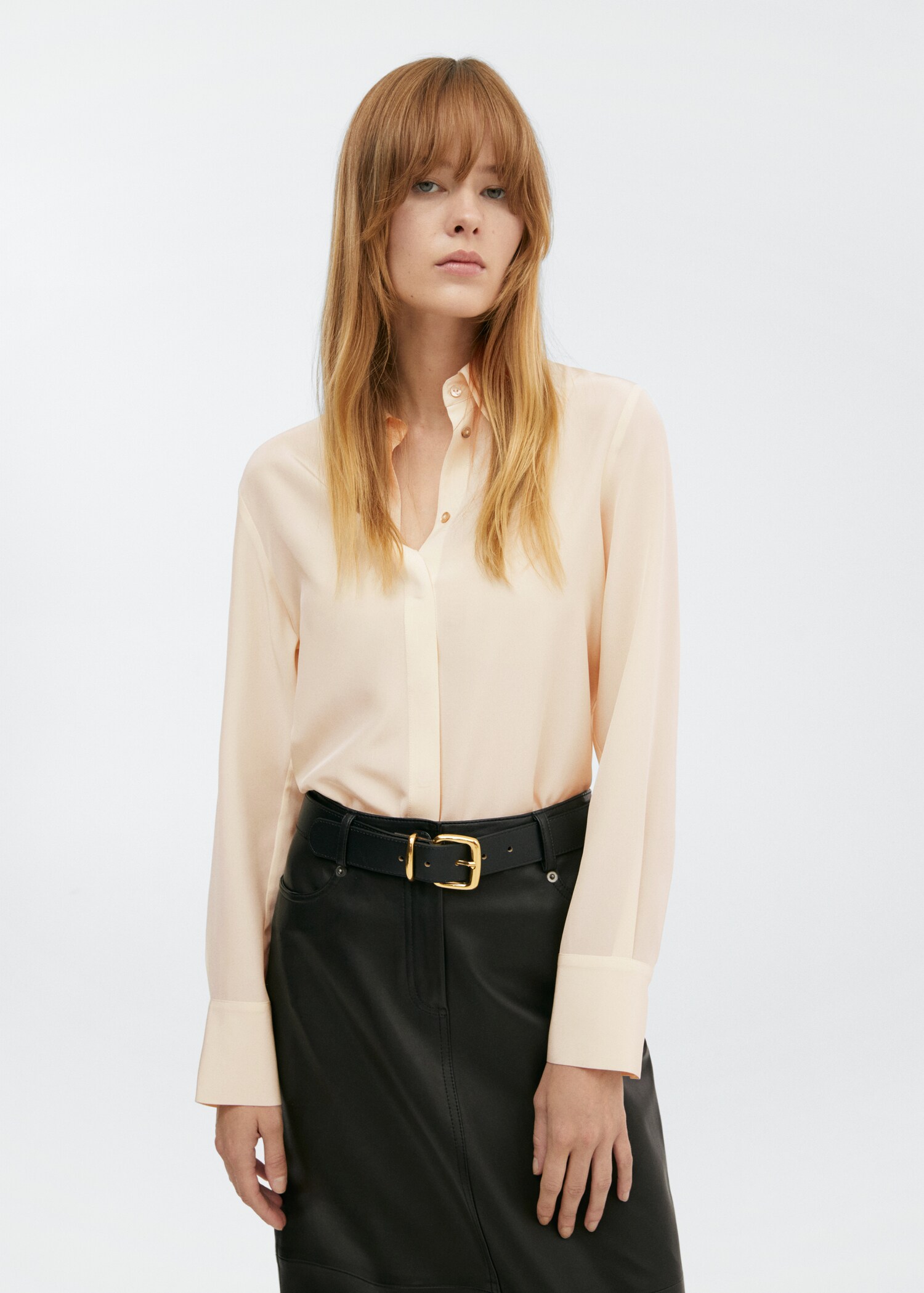 Silk shirt with hidden buttons - Medium plane