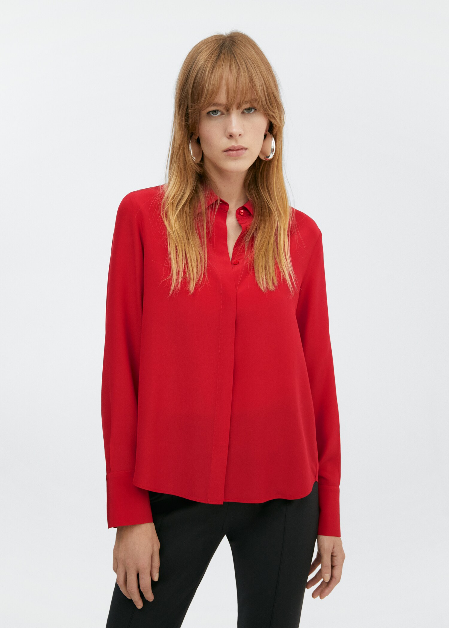 Silk shirt with hidden buttons - Medium plane