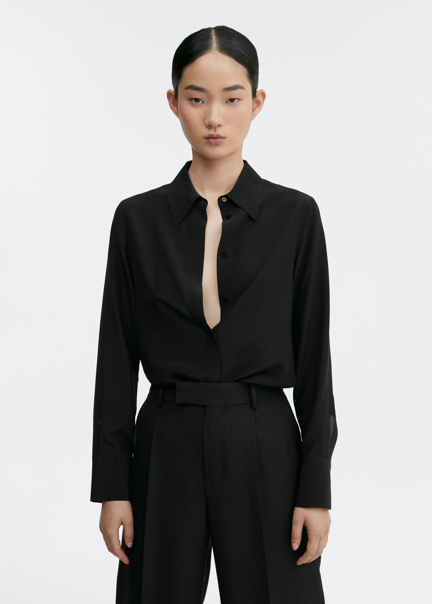 Silk shirt with hidden buttons - Medium plane