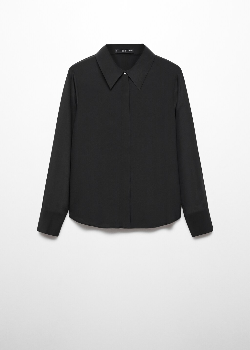 Silk shirt with hidden buttons - Women | MANGO OUTLET USA Silk shirt with hidden buttons - Women | MANGO OUTLET USA