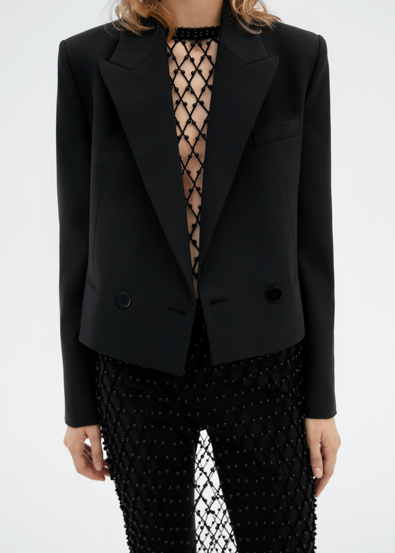 Cropped jacket with lapel - Medium plane