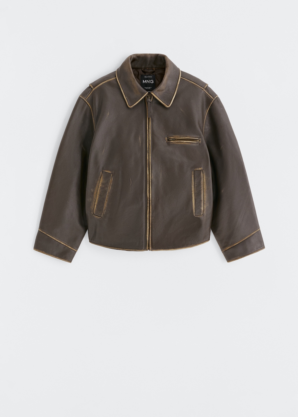 Mango outlet leather jacket on sale
