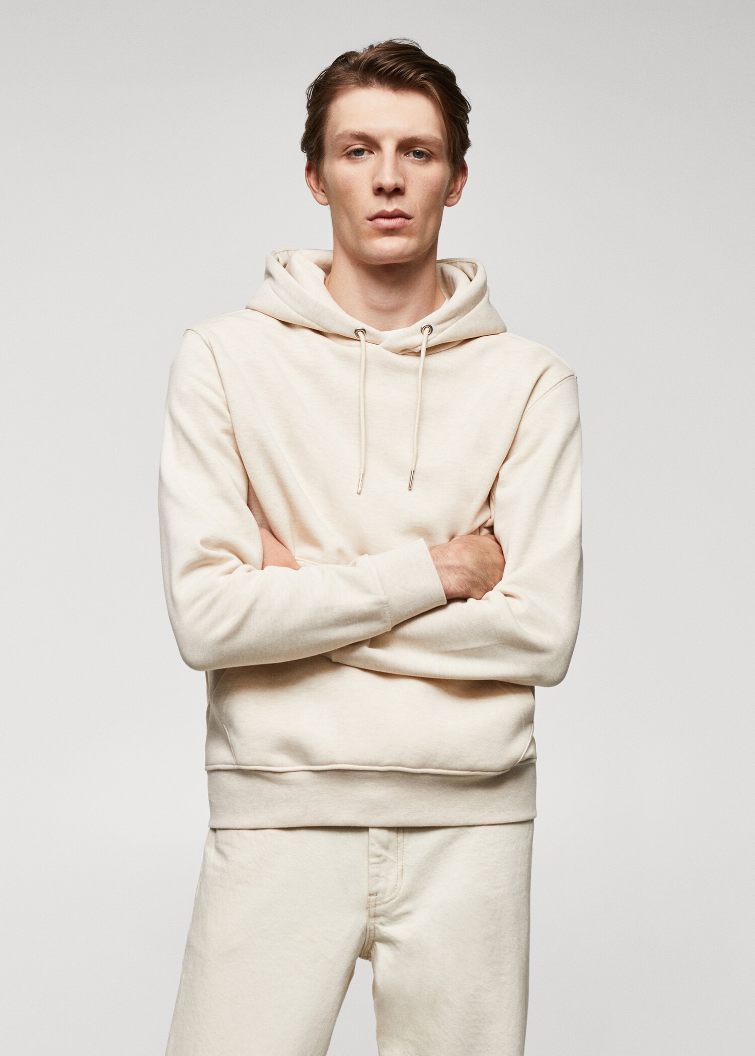 Baumwoll-Kapuzensweatshirt mit Känguru-Tasche - Mittlere Ansicht