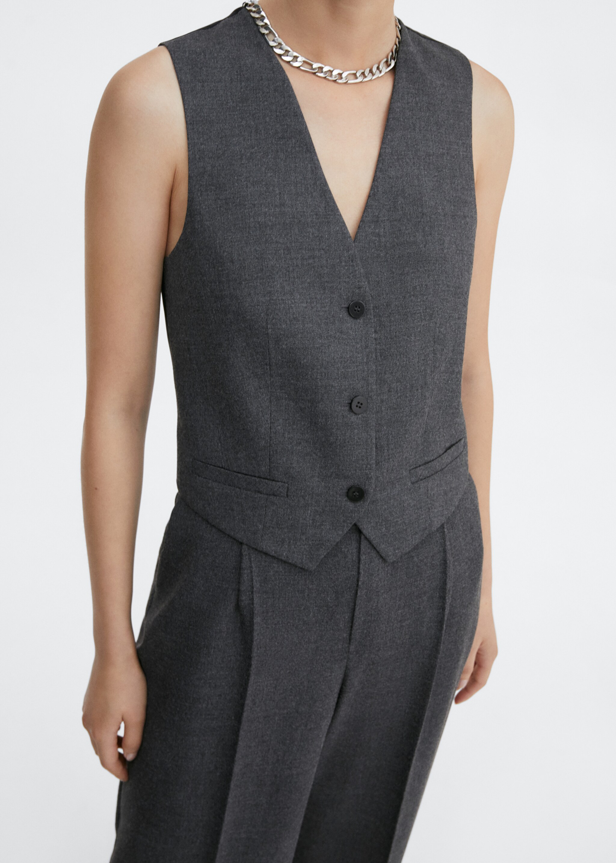 Structured suit waistcoat - Details of the article 6, Medium Heather Grey. Ref: 57056026-00.