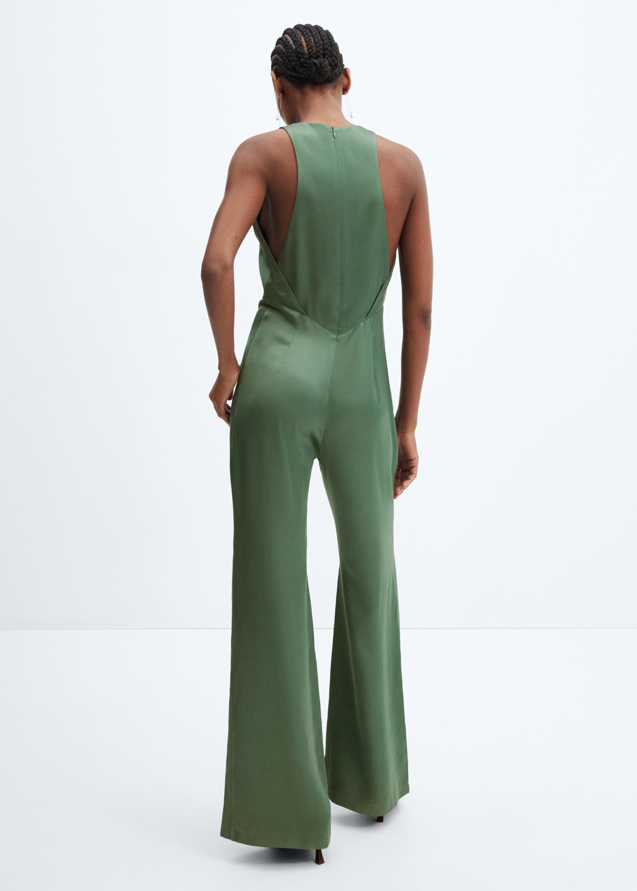 Abito a tuta satinato collo halter - Retro dell'articolo, Verde. Ref: 57056028-00.