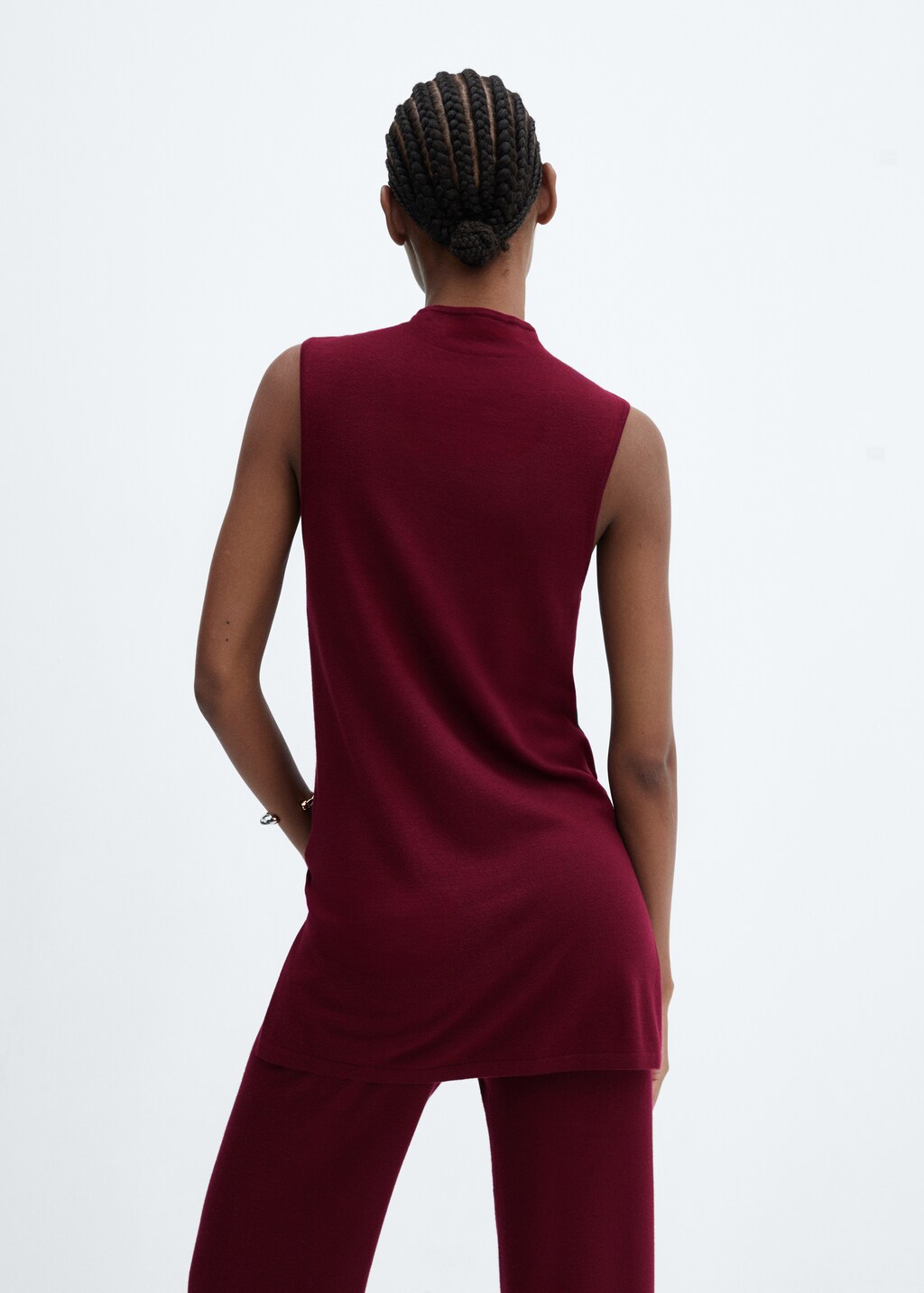 Knitted top with side slit - Women | MANGO OUTLET USA