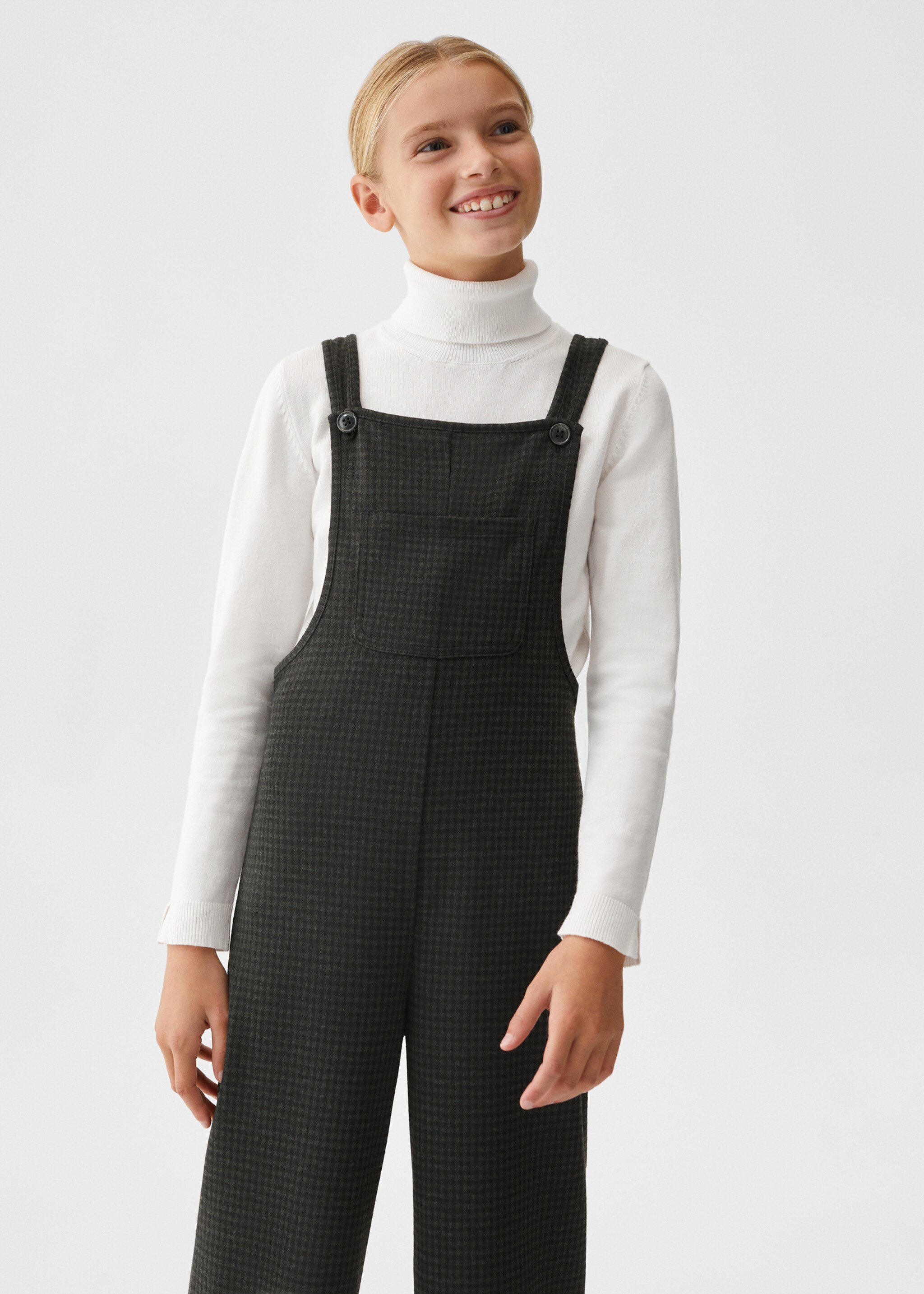 Long houndstooth dungarees - Medium plane, Black. Ref: 57056719-00.