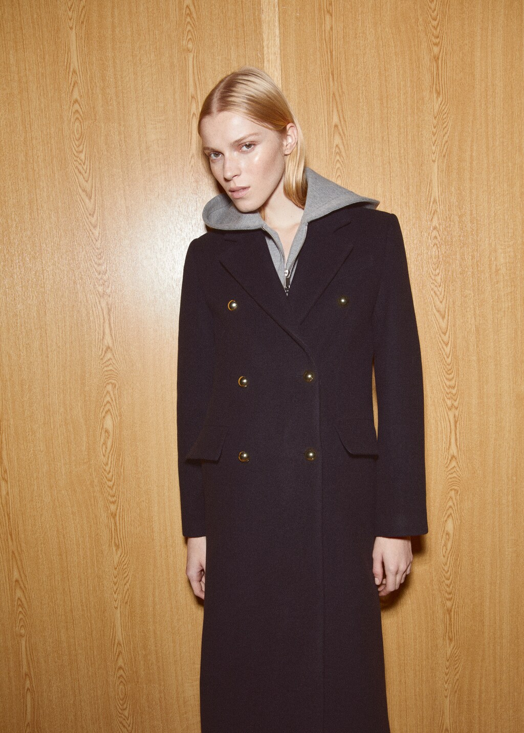 Wool double-breasted coat with buttons - Women | MANGO