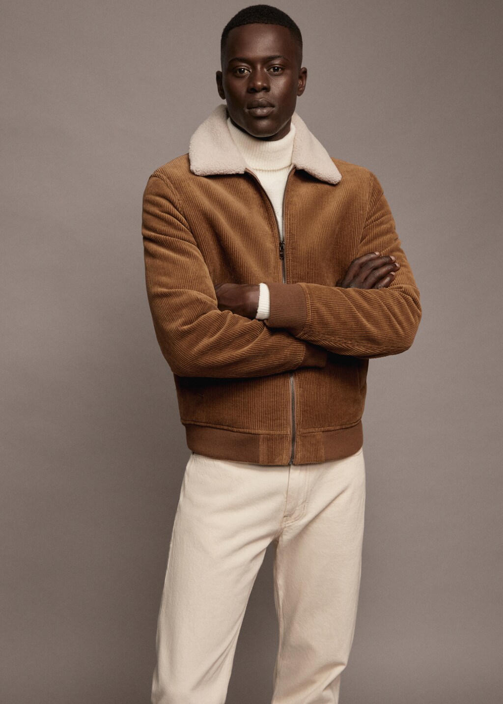 Corduroy jacket with shearling effect lining Men MANGO OUTLET United Kingdom