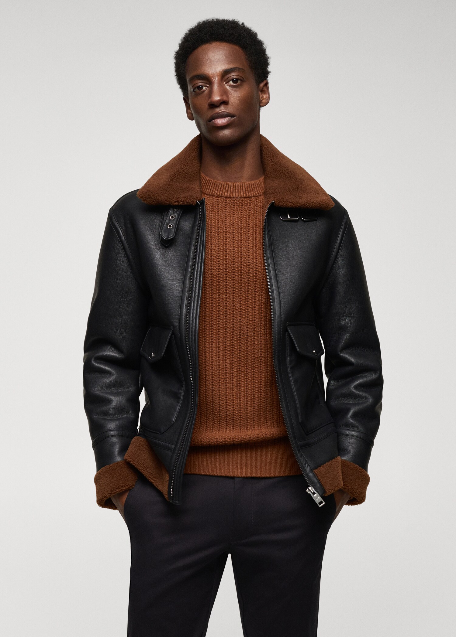 Doubleface-Jacke mit Ledereffekt - Mittlere Ansicht