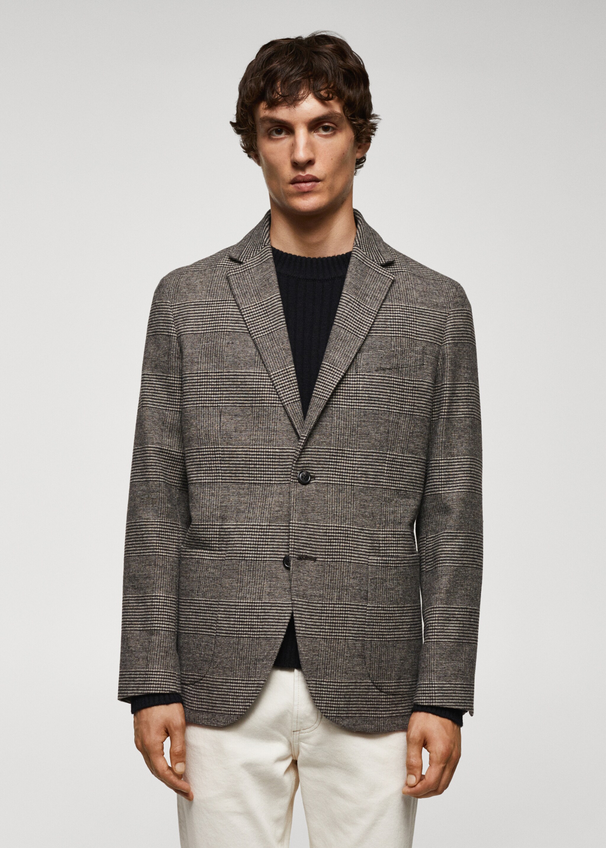 Printed wool slim-fit jacket - Medium plane
