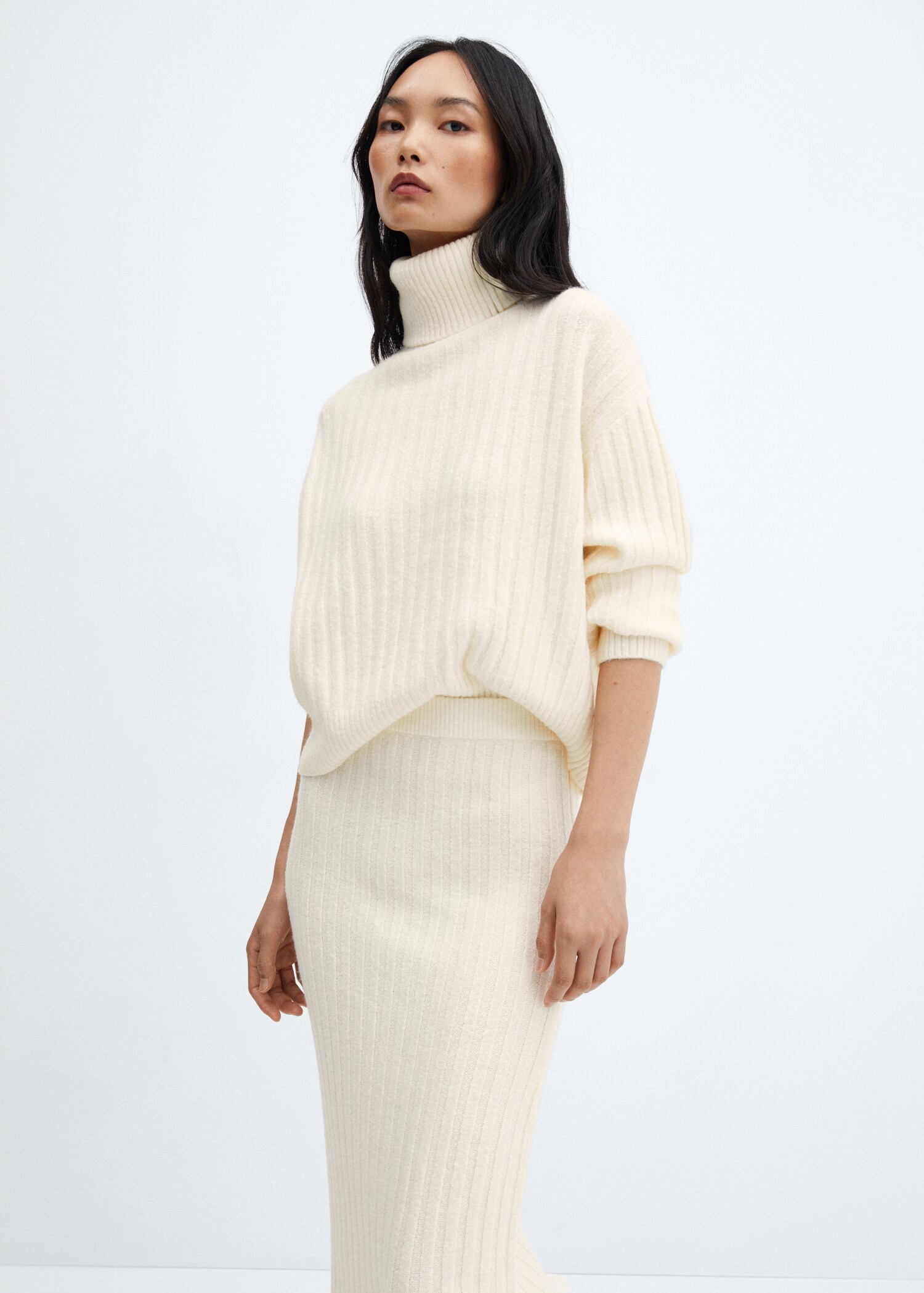 Ribbed midi skirt - Details of the article 1