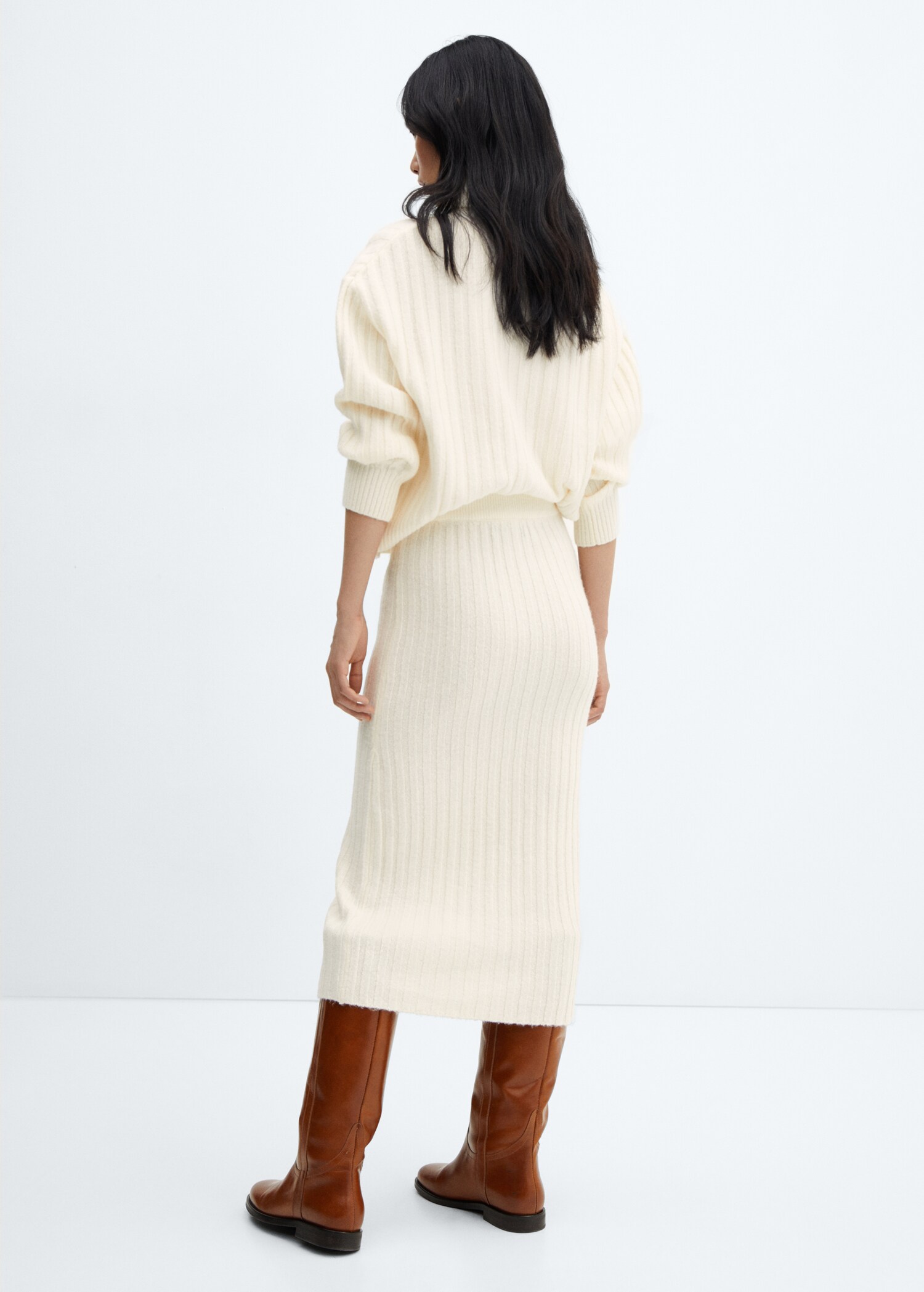 Ribbed midi skirt - Reverse of the article