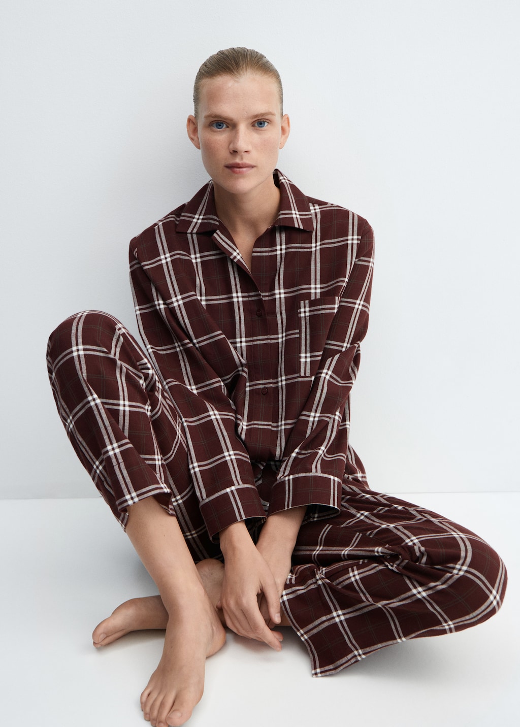 Pantalon pyjama carreaux flanelle Femme MANGO OUTLET Belgique