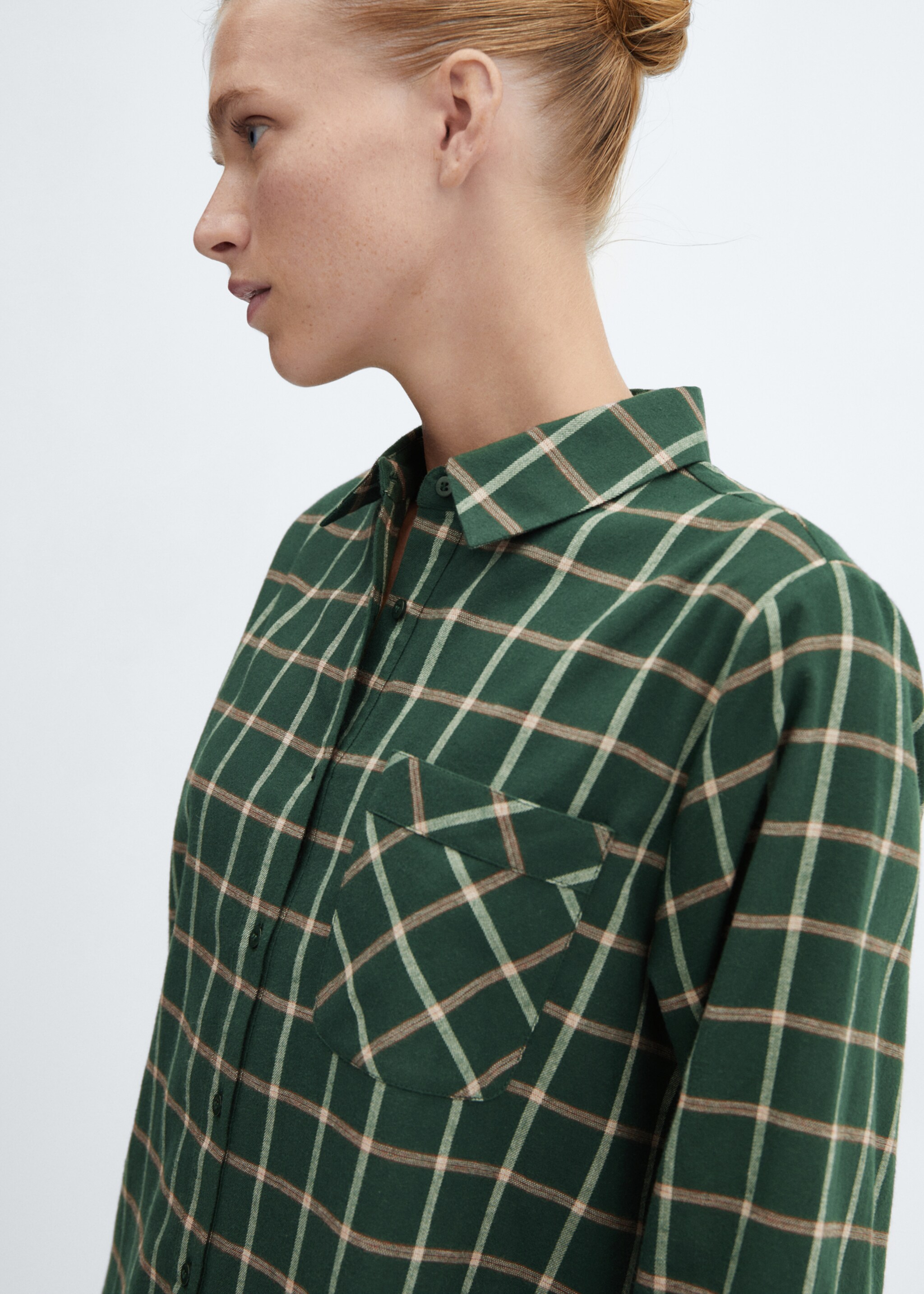 Chemise de nuit carreaux flanelle - Détail de l'article 1, Vert. Ref: 57057744-00.