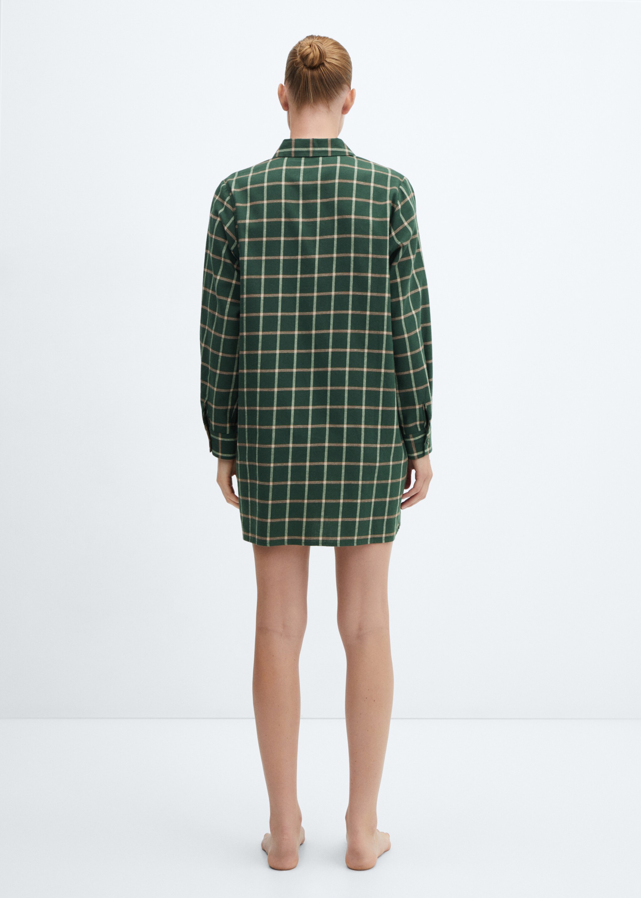 Chemise de nuit carreaux flanelle - Verso de l’article, Vert. Ref: 57057744-00.