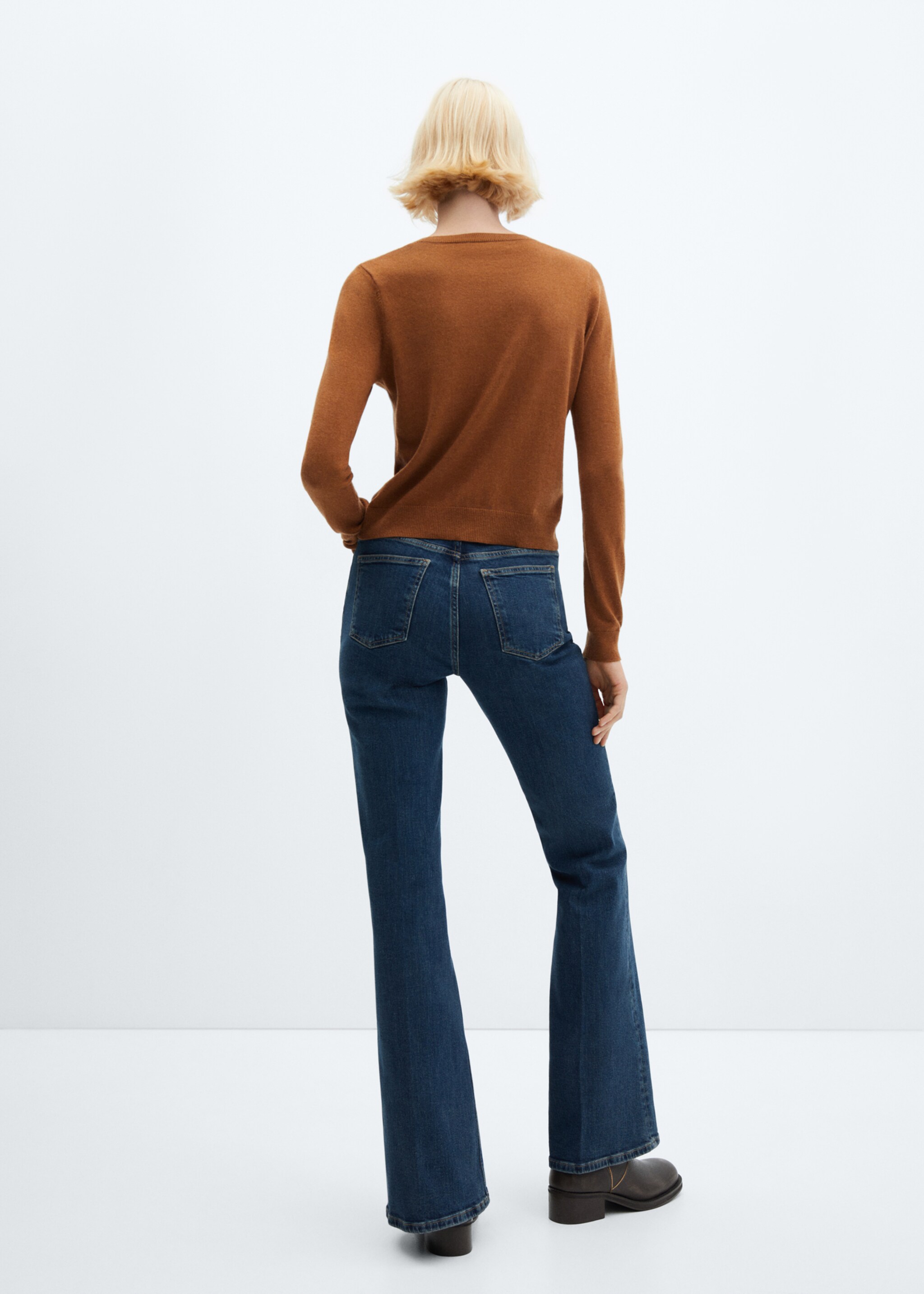 Buttoned cotton cardigan - Reverse of the article, Caramel. Ref: 57057748-00.