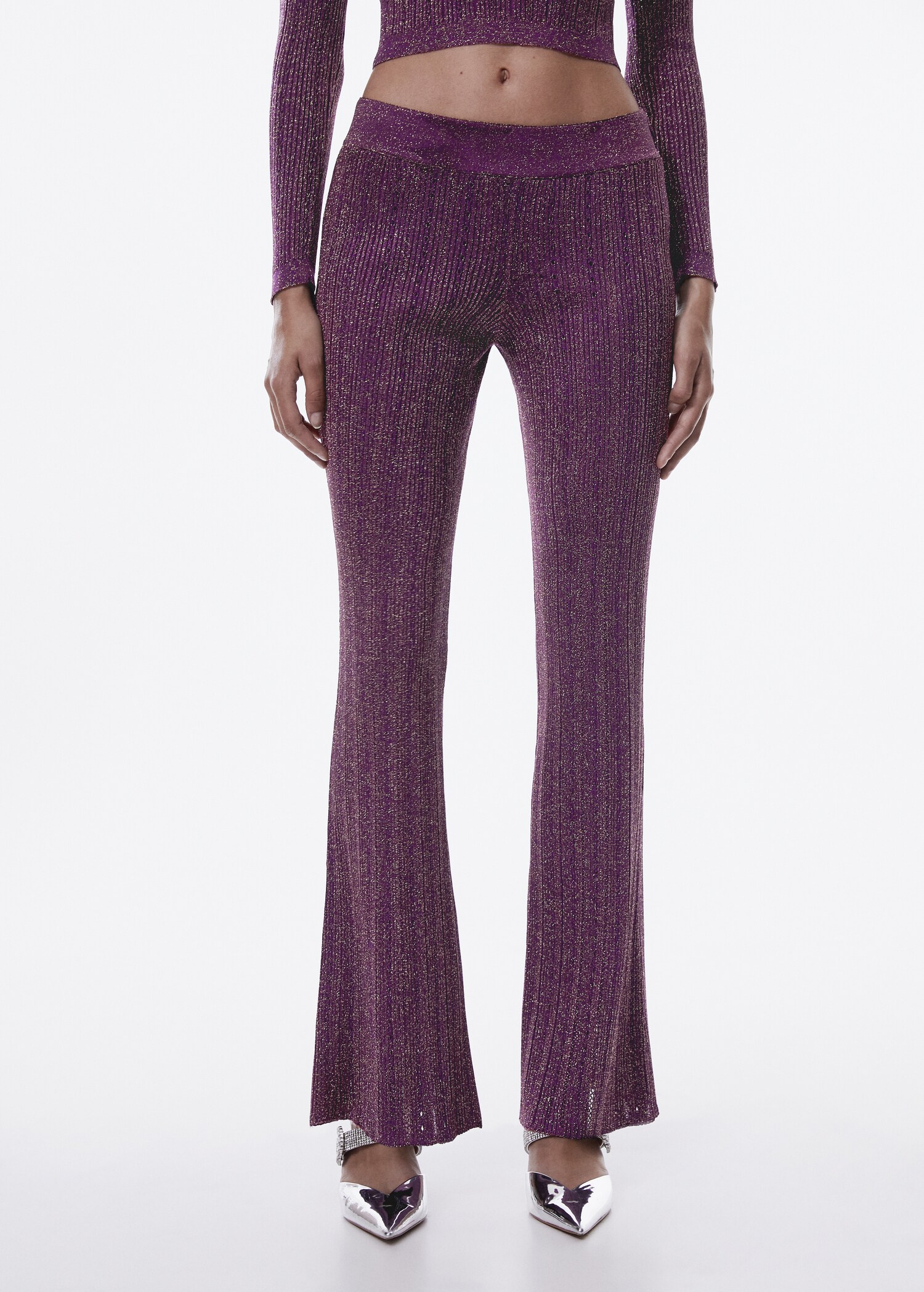 Lurex-knit flared trousers - Medium plane