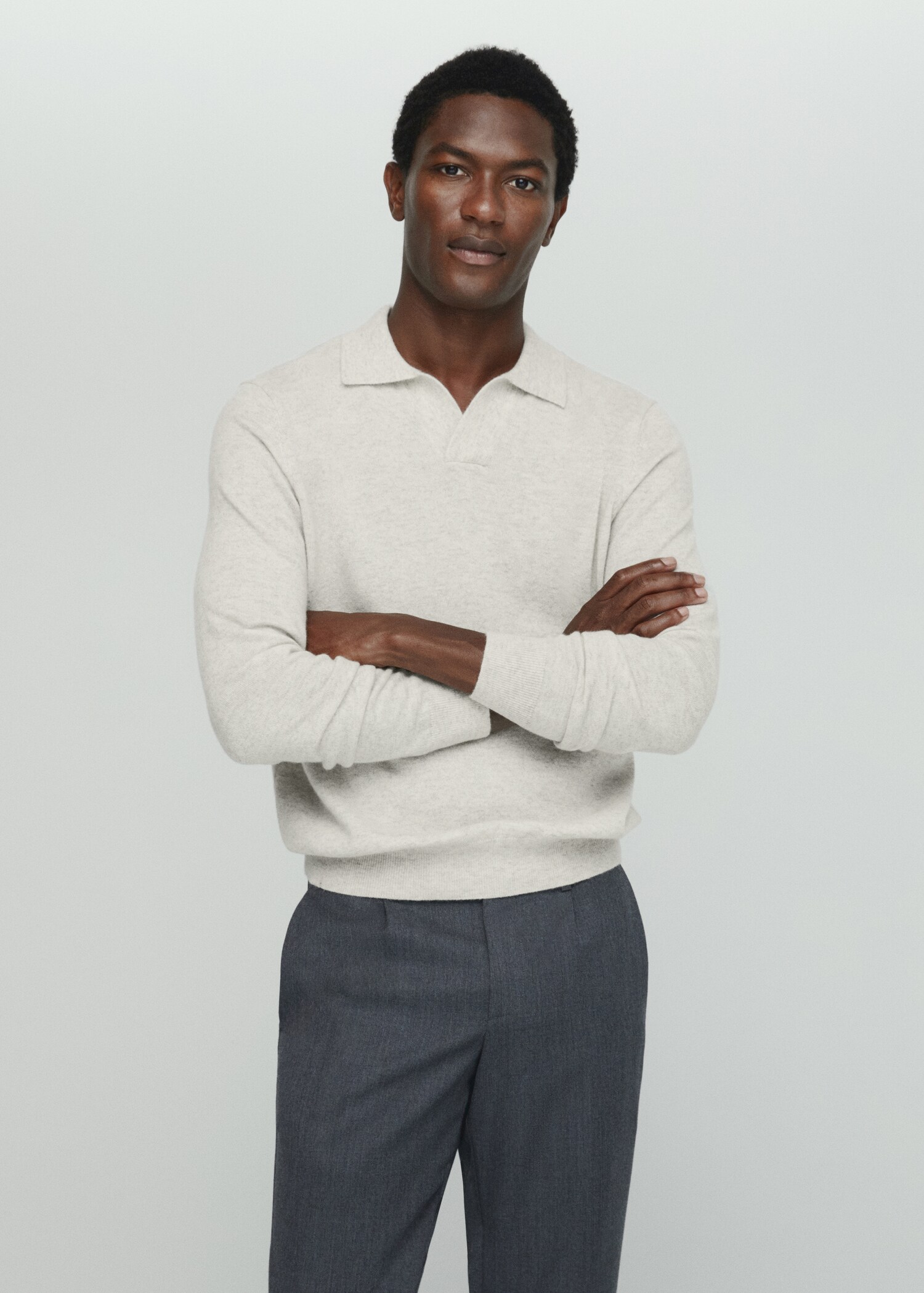 100% cashmere knitted polo shirt - Medium plane