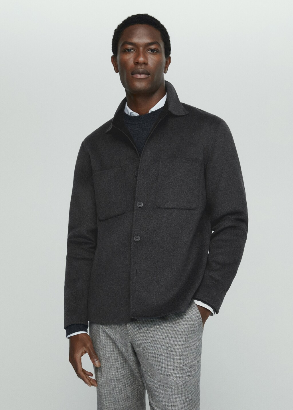 Sobrecamisa doble faz lana bolsillos Hombre MANGO OUTLET EE.UU