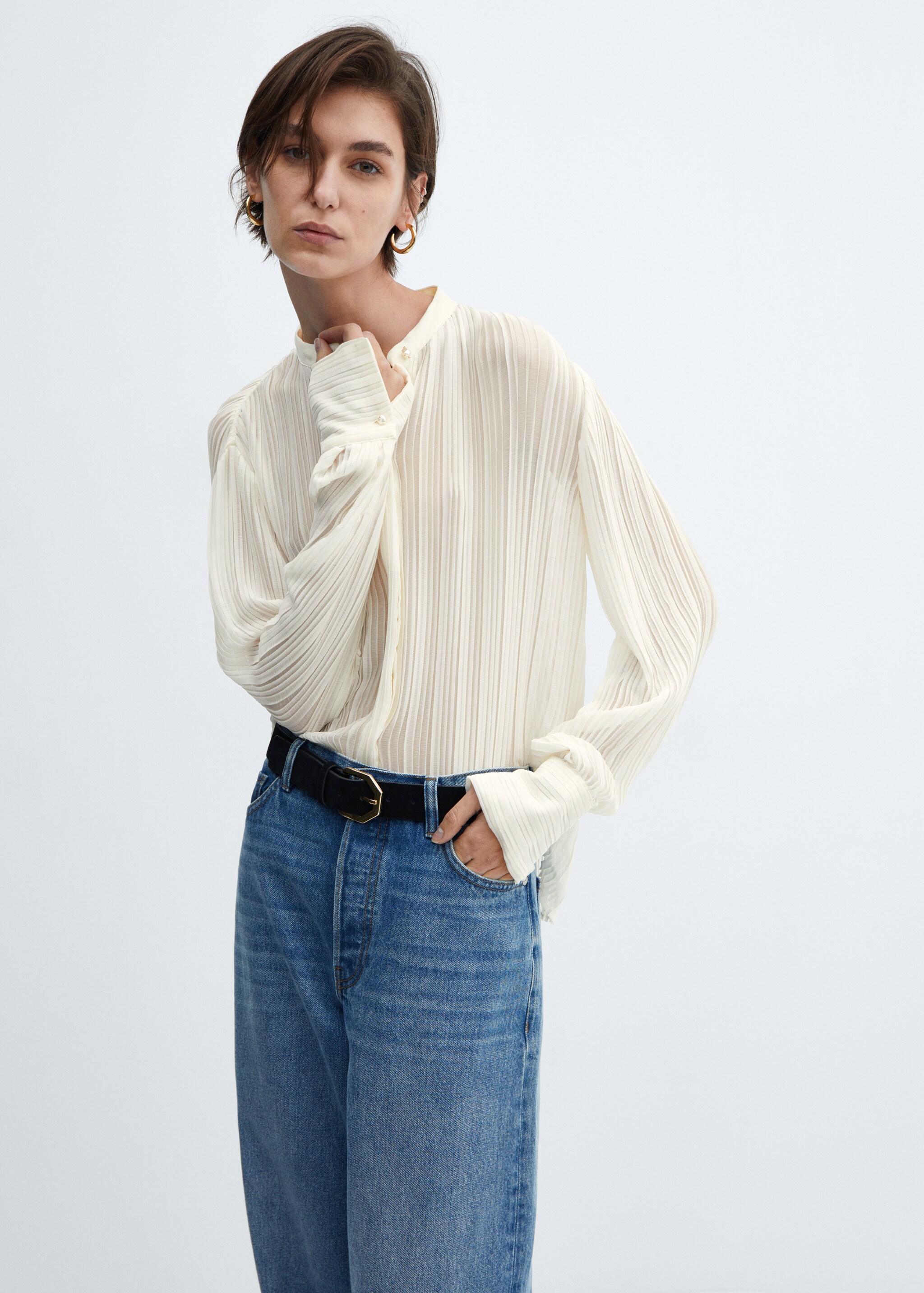 Semi-transparent pleated blouse - Medium plane