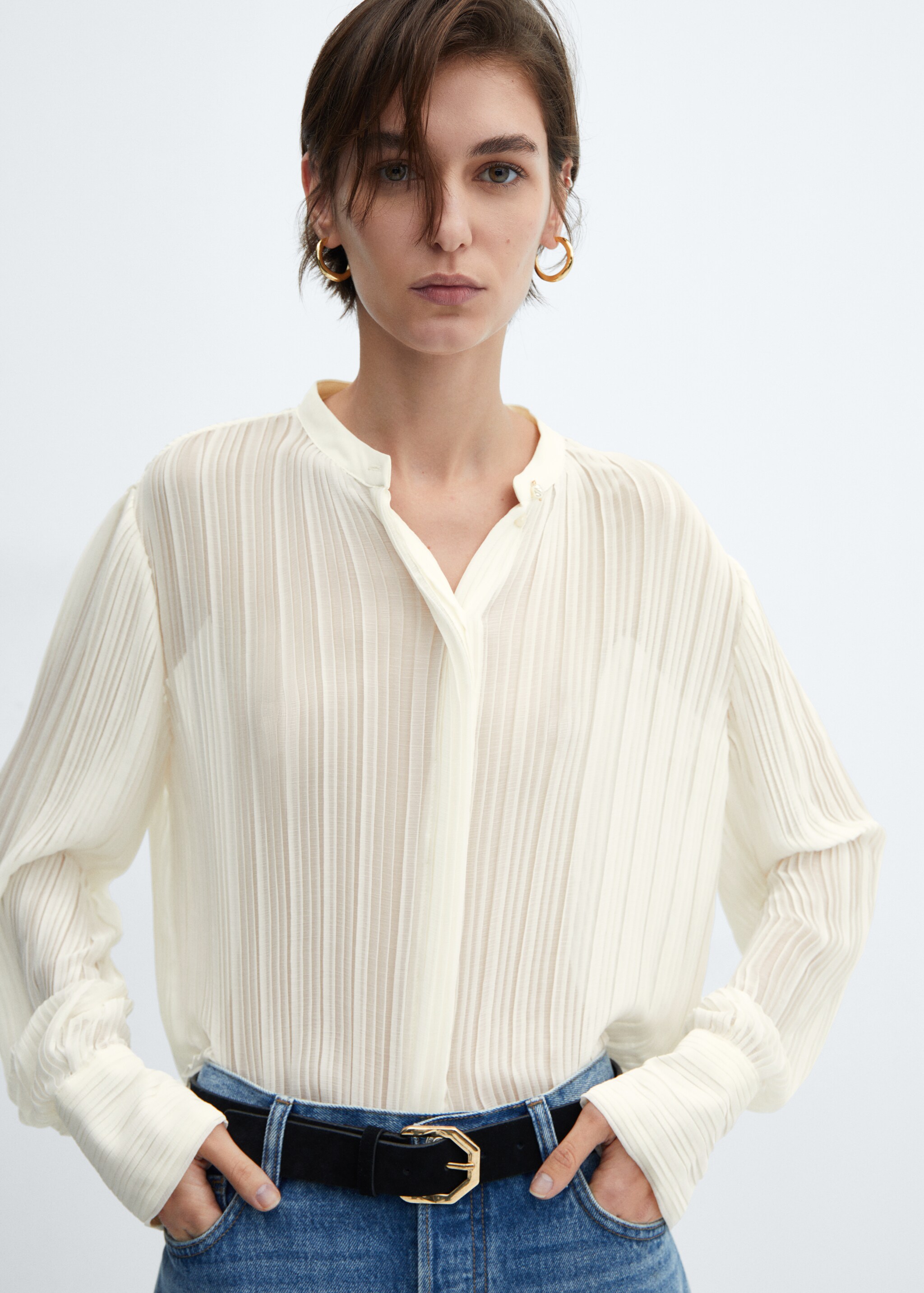 Semi-transparent pleated blouse - Details of the article 1