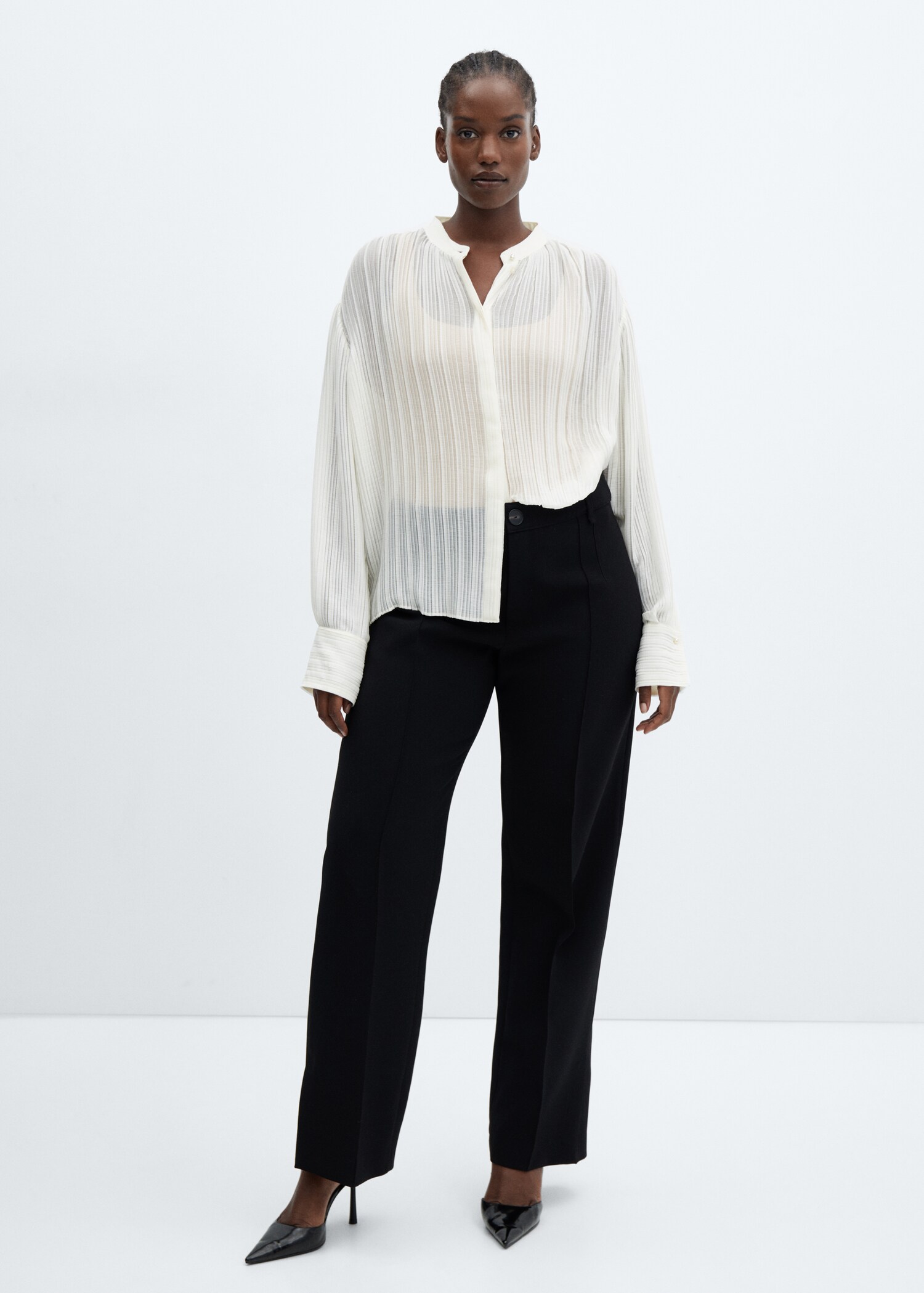 Semi-transparent pleated blouse - Details of the article 3