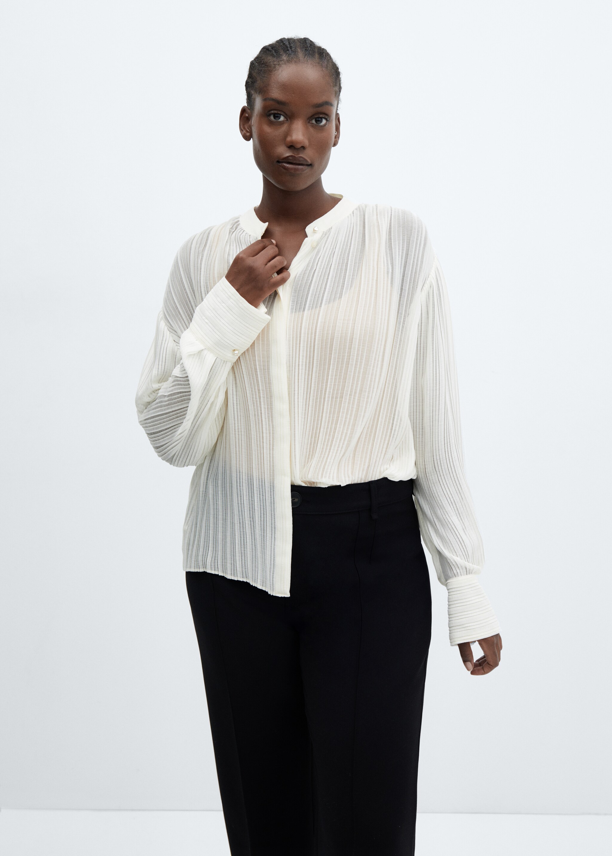Semi-transparent pleated blouse - Details of the article 5