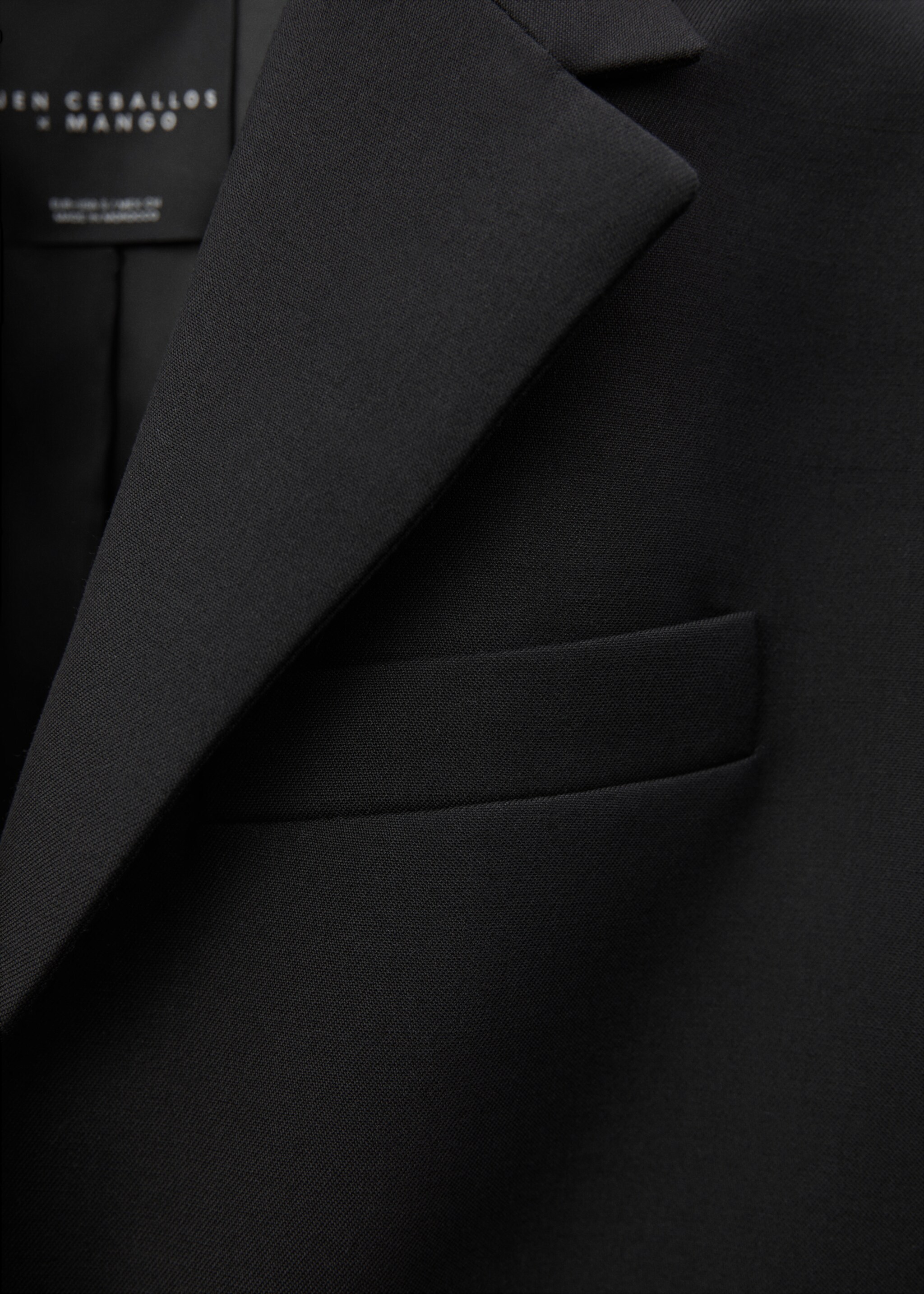 100% virgin wool suit jacket - Details of the article 8, Black. Ref: 57059115-00.